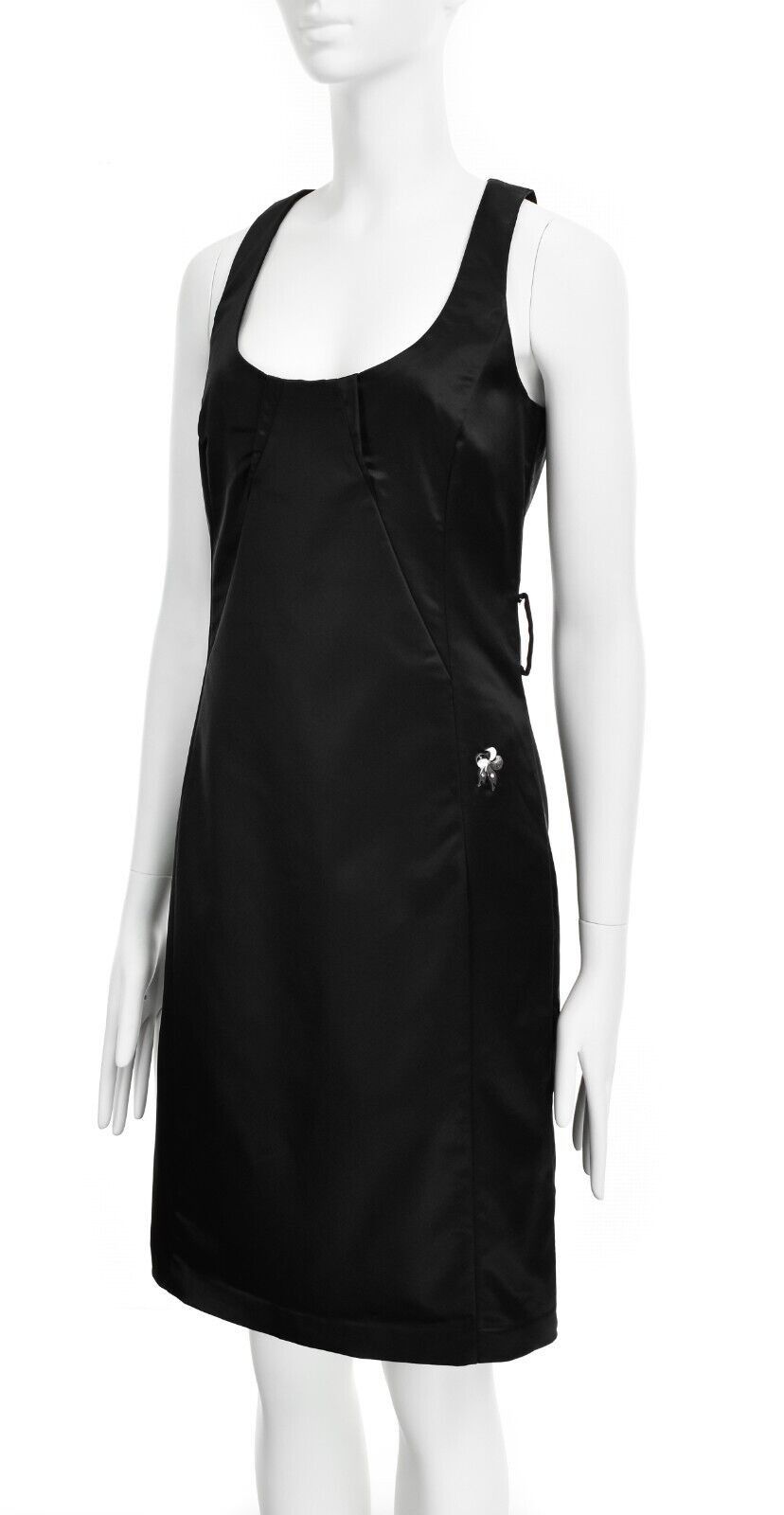 image of Vintage John Galliano Satin Sheath Pencil Dress Brooch in Black, Women's (Size Medium)