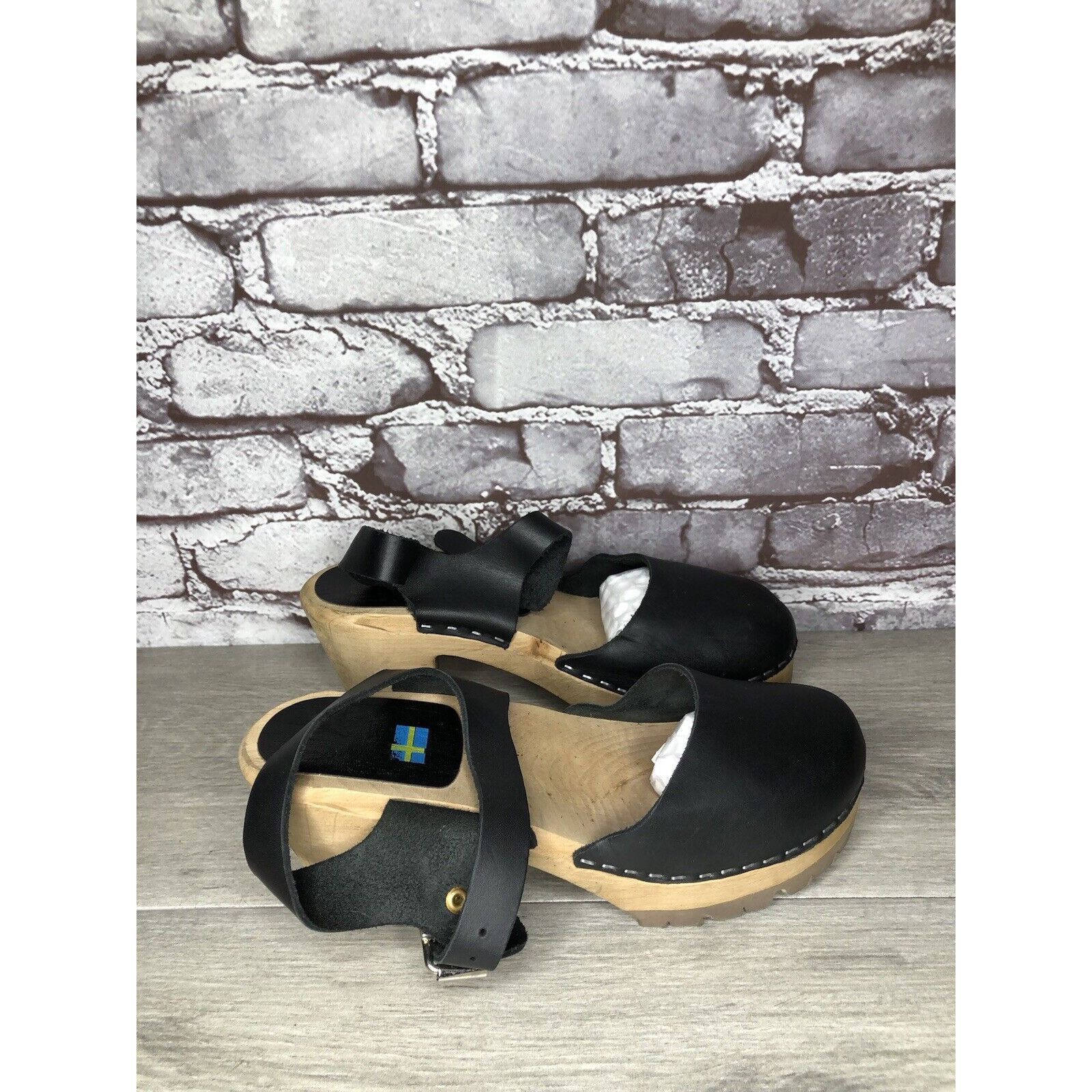 Other MIA Greta Black Leather Ankle Strap Wood Heel Sandals Women’ Size US 7.5 / IT 37.5 - 3 Thumbnail
