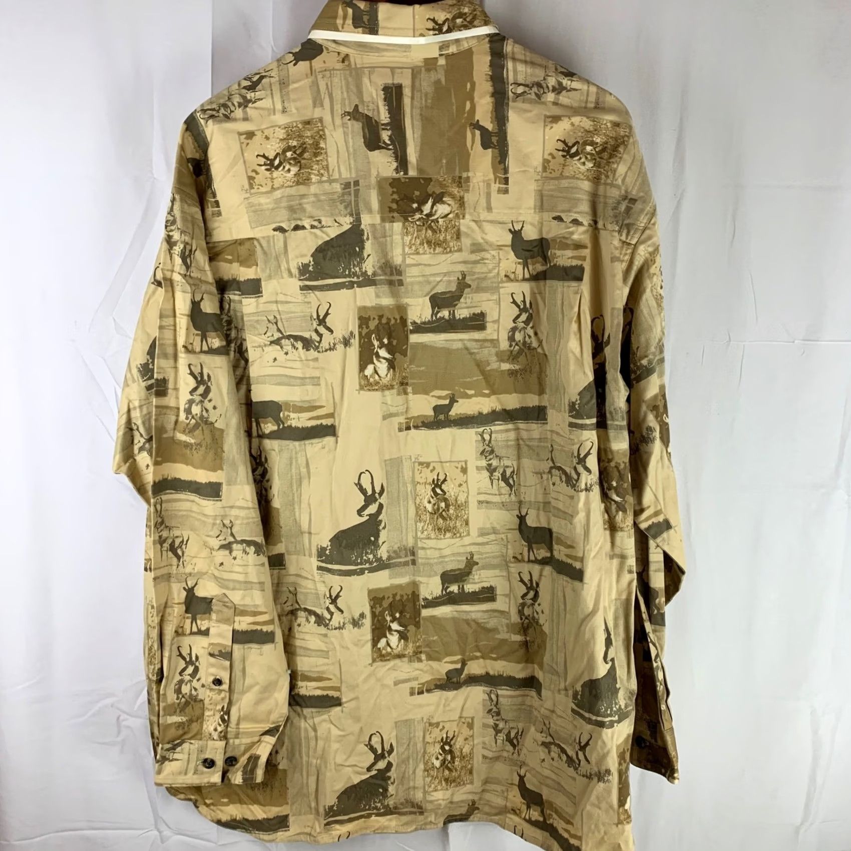 Vintage Columbia Button-Down Shirt Mens XL Tan Prairie Goat Print River Lodge HM7106-115 Size US XL / EU 56 / 4 - 7 Thumbnail