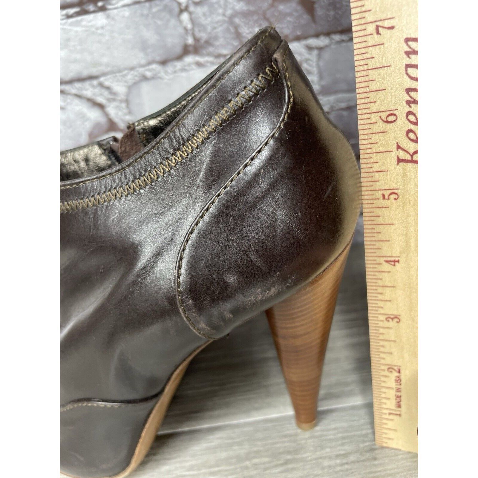 Seven 7 7 Seven for all Mankind Brown Leather Wooden Heel Booties Wo Size US 9.5 / IT 39.5 - 9 Thumbnail