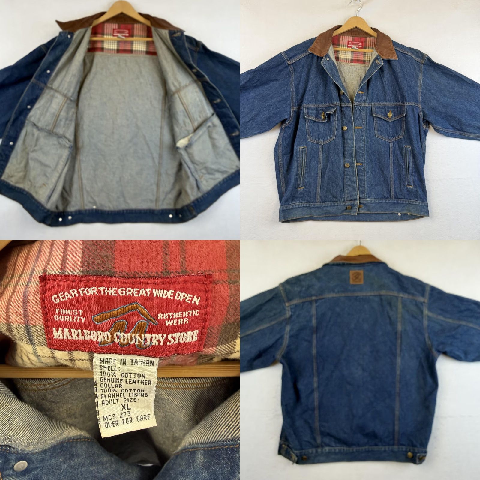 Marlboro VINTAGE Marlboro Jacket Mens XL Denim Leather Collar 90s Blue Bomber Shirt? Size US XL / EU 56 / 4 - 8 Thumbnail