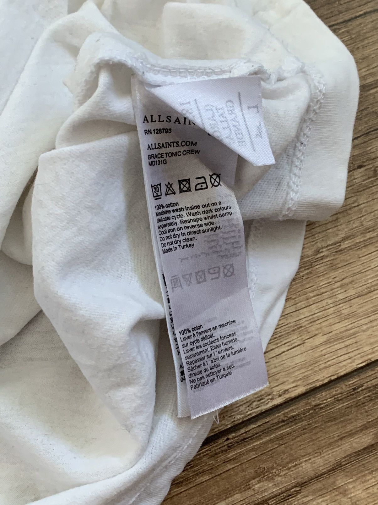 Allsaints AllSaints White Basic Logo T shirt L Size US L / EU 52-54 / 3 - 4 Thumbnail