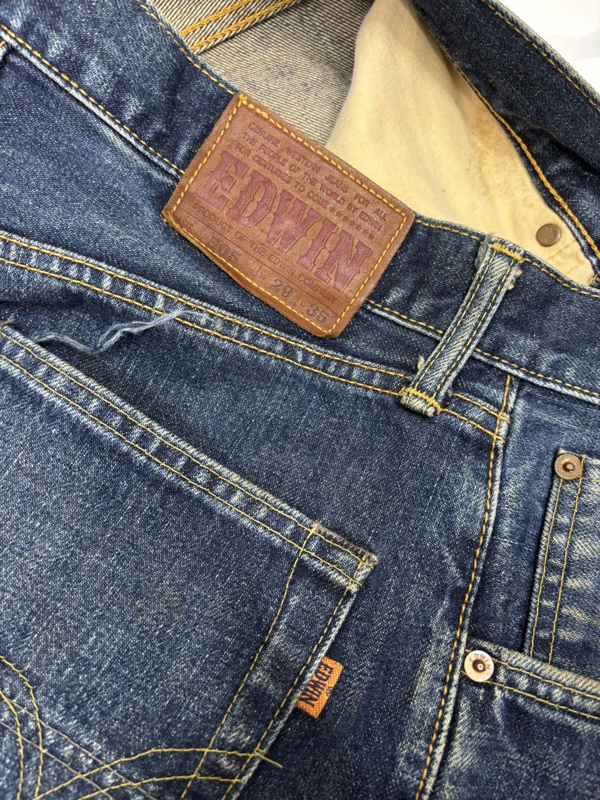 Edwin Edwin 505 Crazy Ripped Distressed Selvedge Denim Jeans Size US 30 / EU 46 - 11 Thumbnail