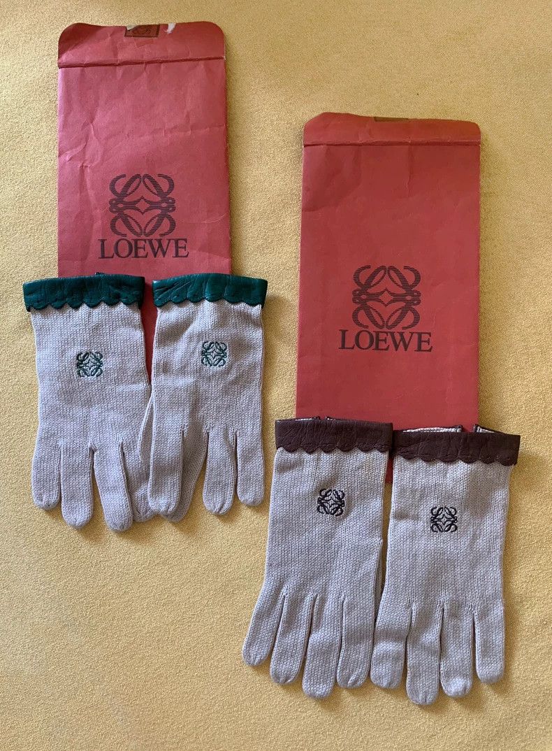 Loewe Embroidered Cotton Leather Gloves - dmc