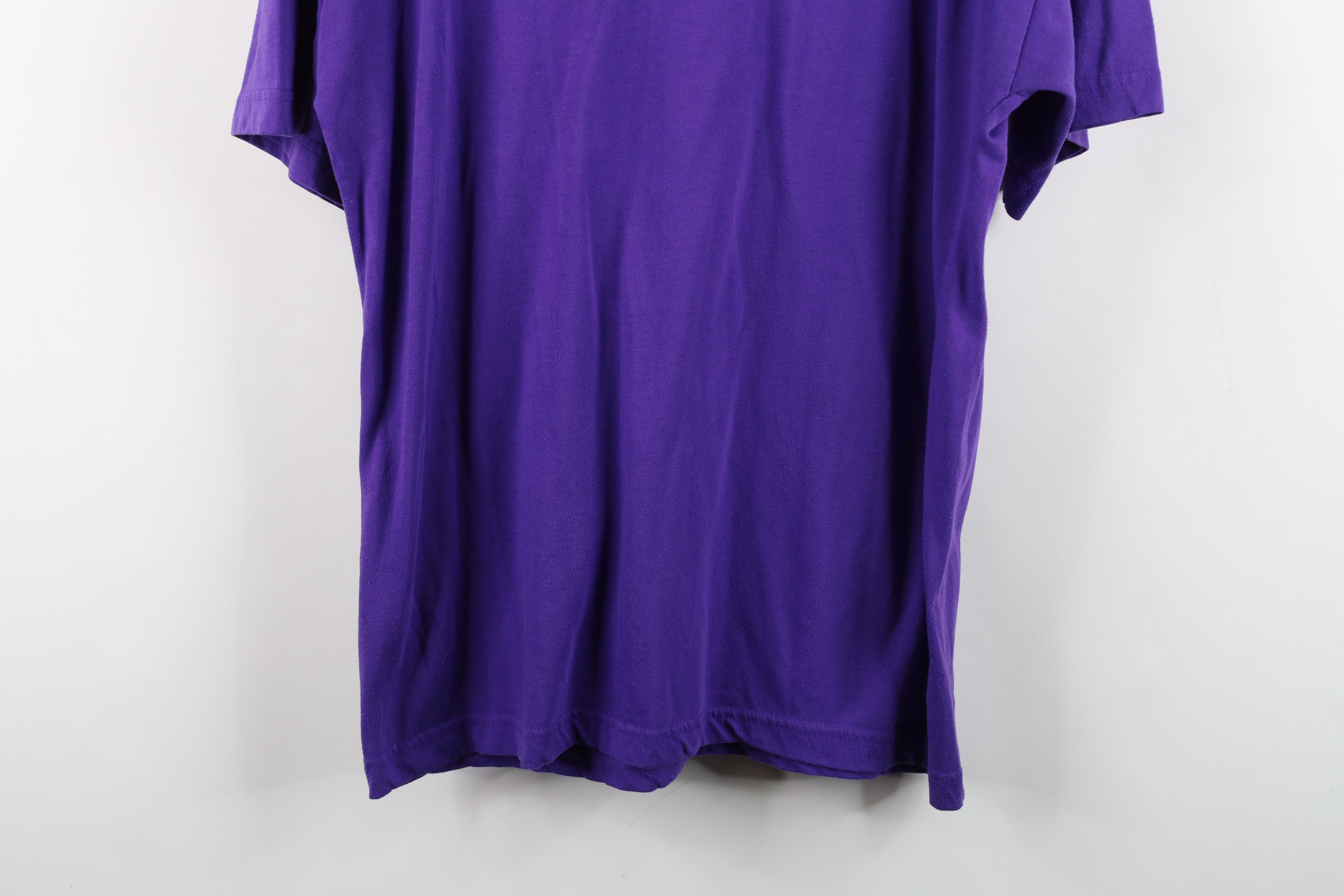 Vintage Vintage 90s Streetwear Blank Knit Pocket T-Shirt Purple Size L / US 10 / IT 46 - 13 Thumbnail