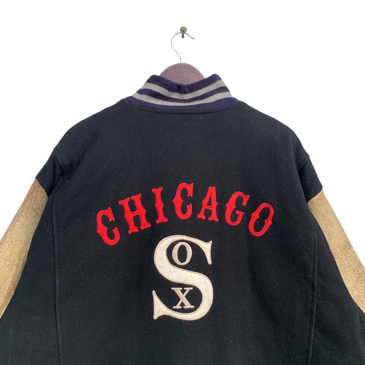MLB × Mirage × Vintage Vintage White Sox Baseball Team Varsity Bomber Wool Leather Size US L / EU 52-54 / 3 - 2 Thumbnail
