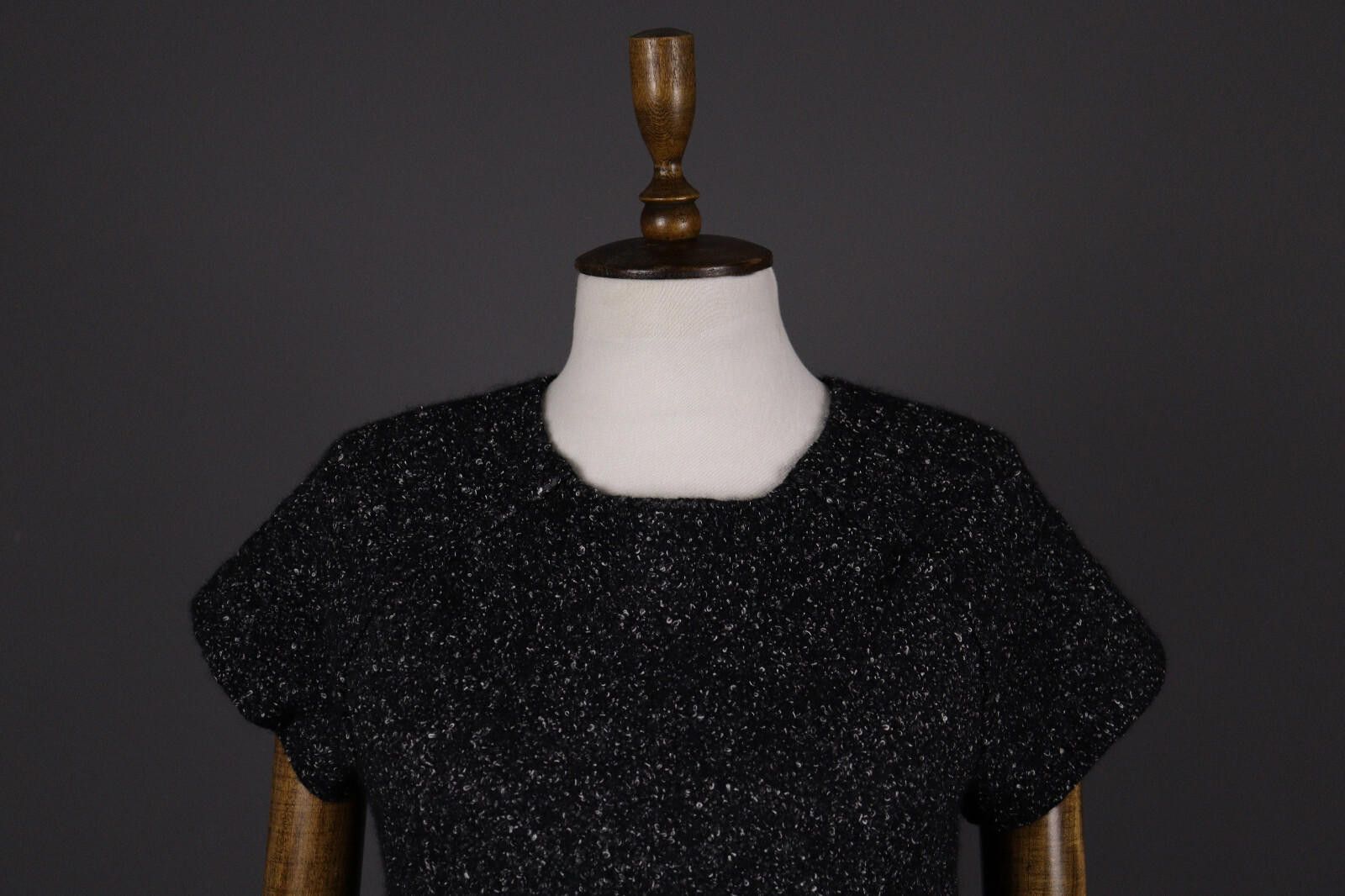 Oscar De La Renta Oska Black Wool Short Sleeve Sweater Size 1 / UK 10 / US 6-8 Size M / US 6-8 / IT 42-44 - 2 Thumbnail