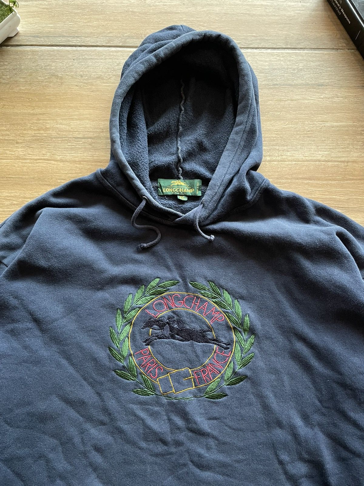 Longchamp Vintage Longchamp Big Logo Boxy Hoodie Size US L / EU 52-54 / 3 - 2 Thumbnail