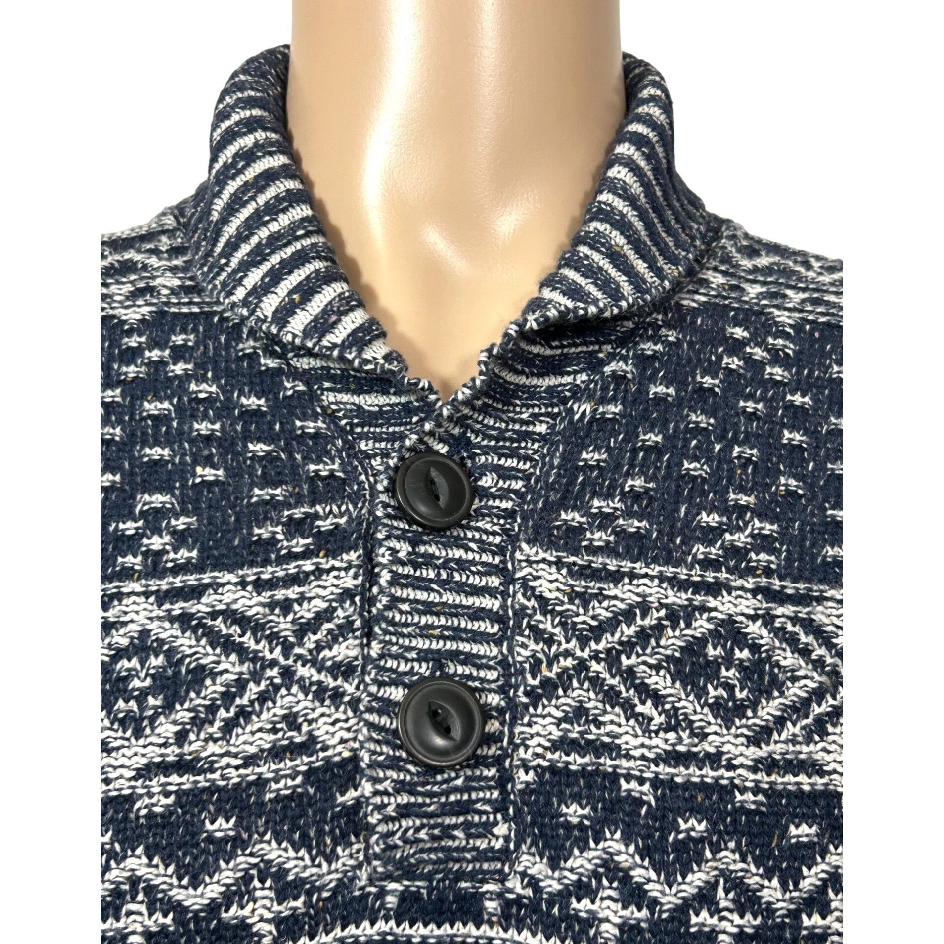 JCPenney JC Penny Mens Vtg Fair Isle Blue White Sweater M Long Sleeve Size US M / EU 48-50 / 2 - 2 Thumbnail
