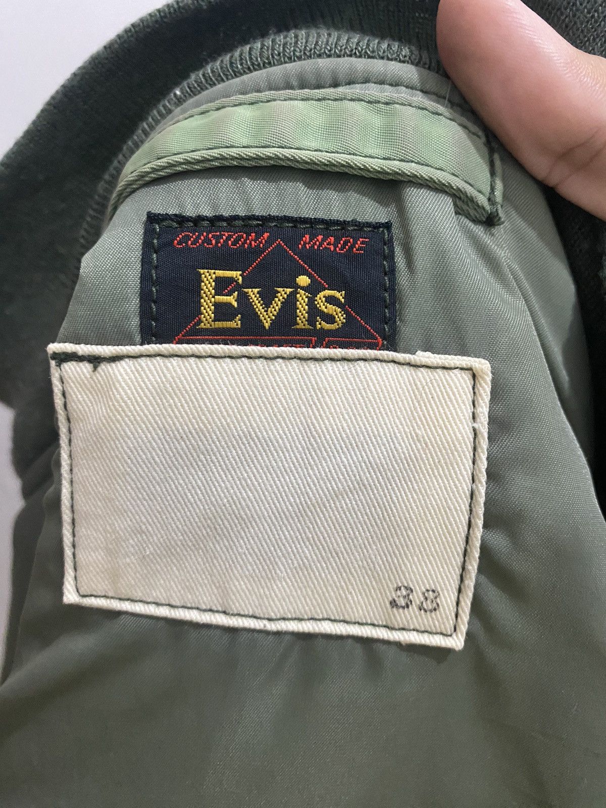 Evisu Rare Vintage 90s Evis Ma-1 Olive Green Bomber Jacket Size US S / EU 44-46 / 1 - 11 Thumbnail