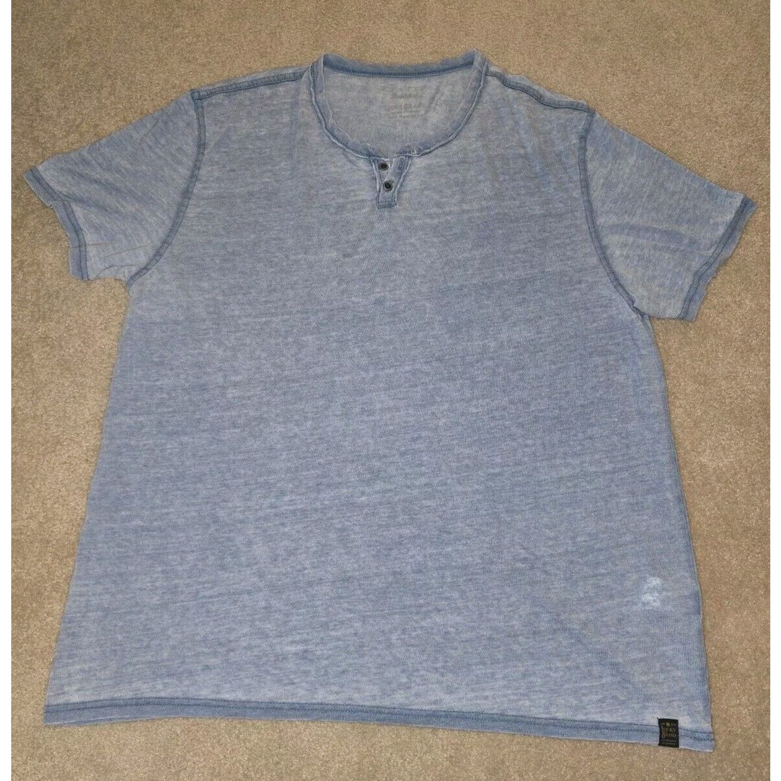 Lucky Brand Lucky Brand Venice Burnout Henley Shirt Mens XL Light Blue Size US XL / EU 56 / 4 - 1 Thumbnail