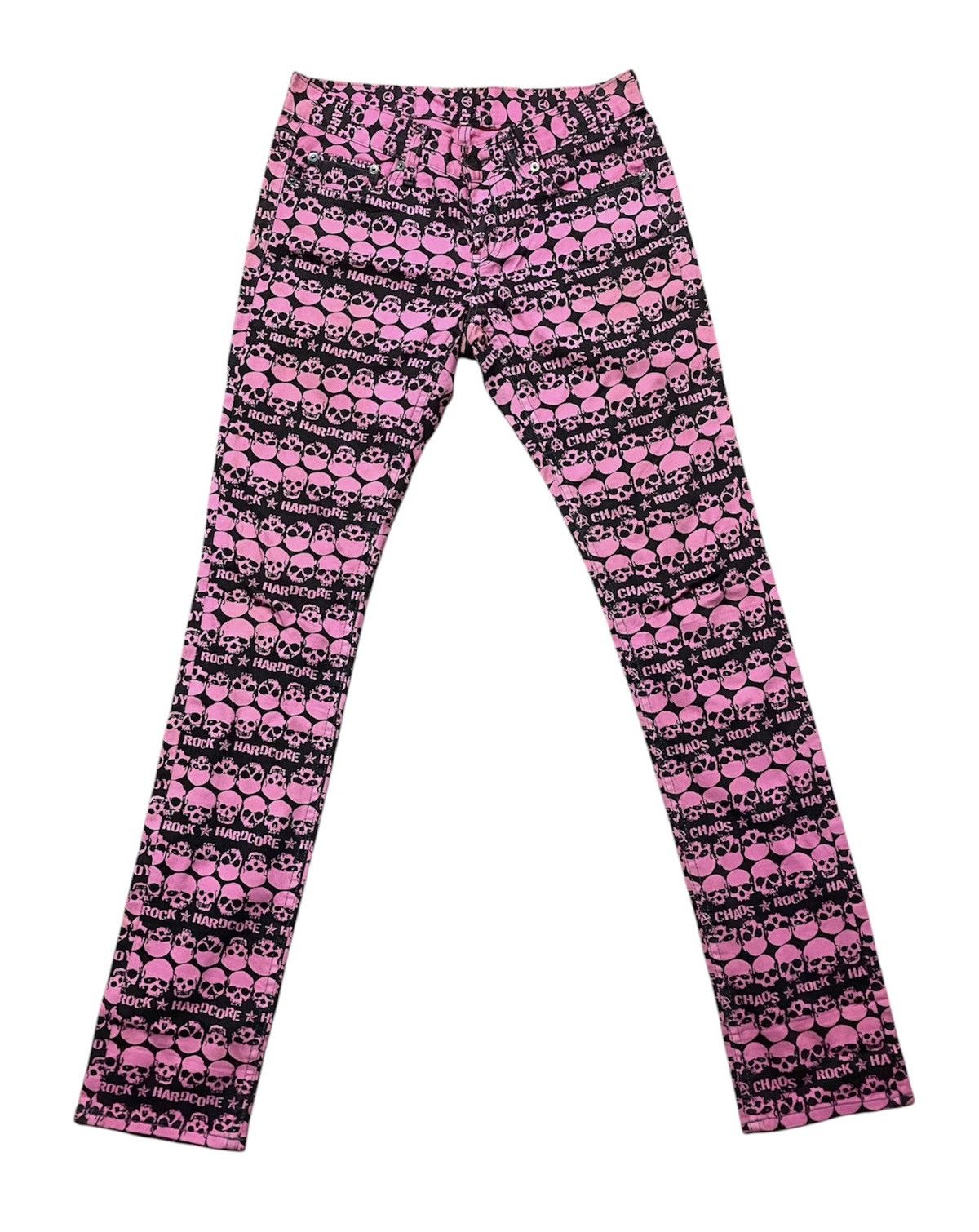 Japanese Brand Overprint Skull Design of Hell Cat Punks Original Jeans Size 28" / US 6 / IT 42 - 1 Thumbnail
