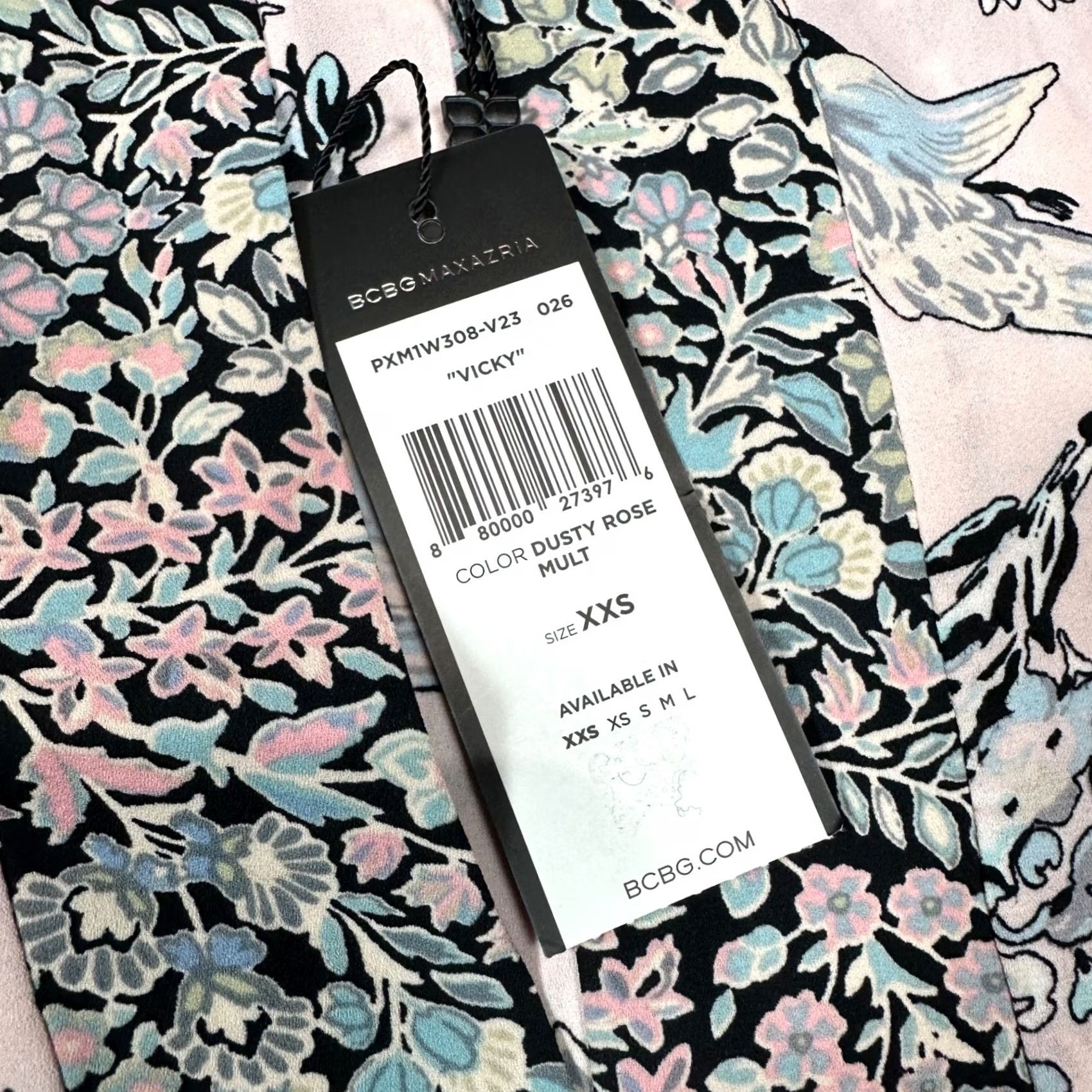 Bcbgmaxazria BCBGMAXAZRIA Womens Tank XS Dusty Rose Multicolor Floral New Vicky Measurements Pink Tank Top Womens XXS - 2XS Size XXS / US 00 / IT 34 - 5 Thumbnail
