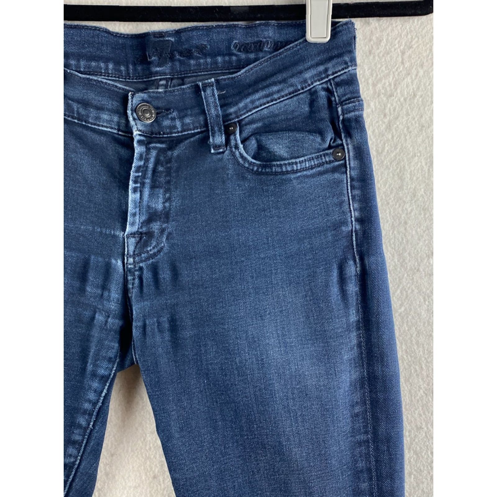 7 For All Mankind 7 For All Mankind Roxanne Womens 26 Blue Skinny Jeans Stretch Denim Dark Wash Size ONE SIZE - 4 Thumbnail