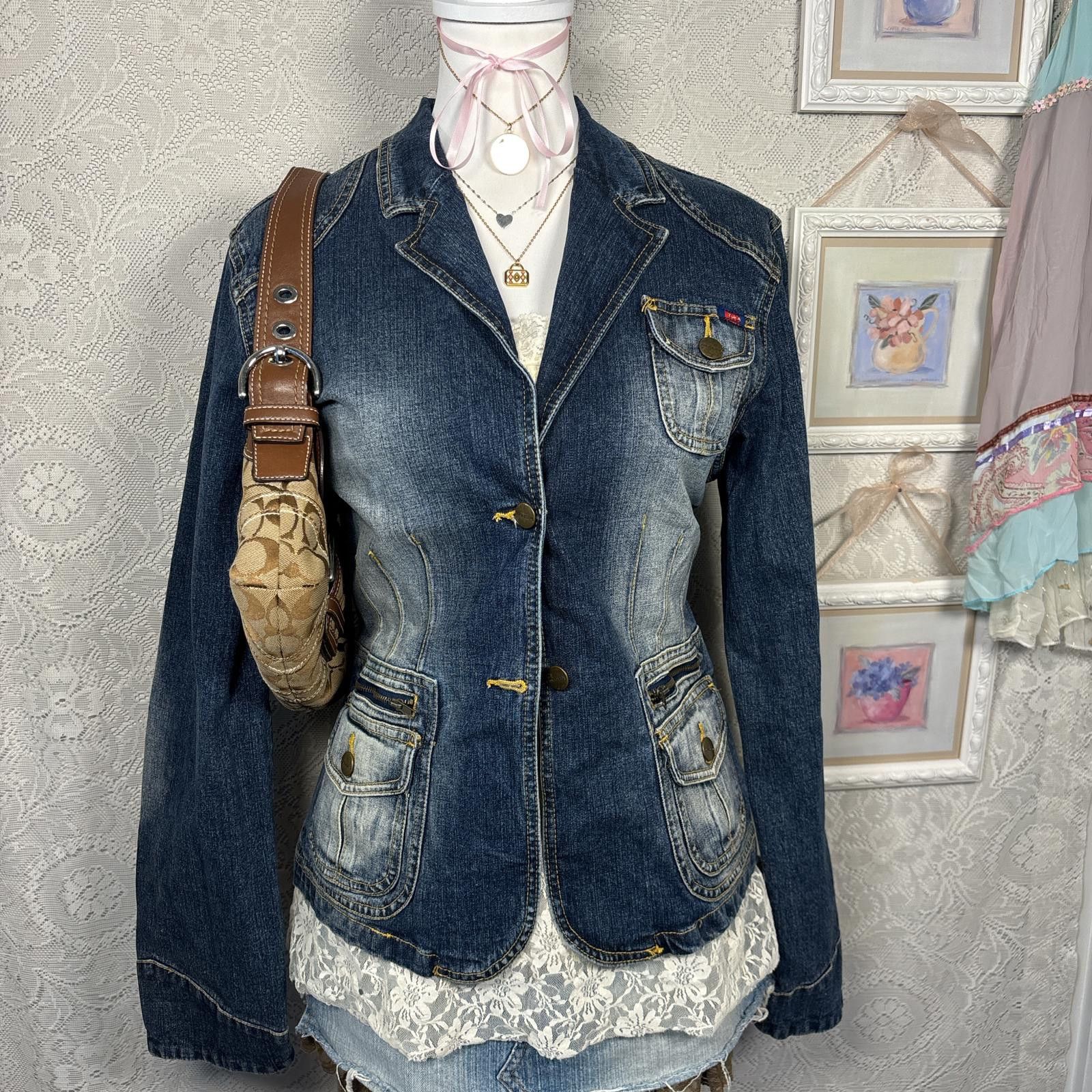 Other y2k dark wash denim jean jacket Size XL / US 12-14 / IT 48-50 - 2 Thumbnail