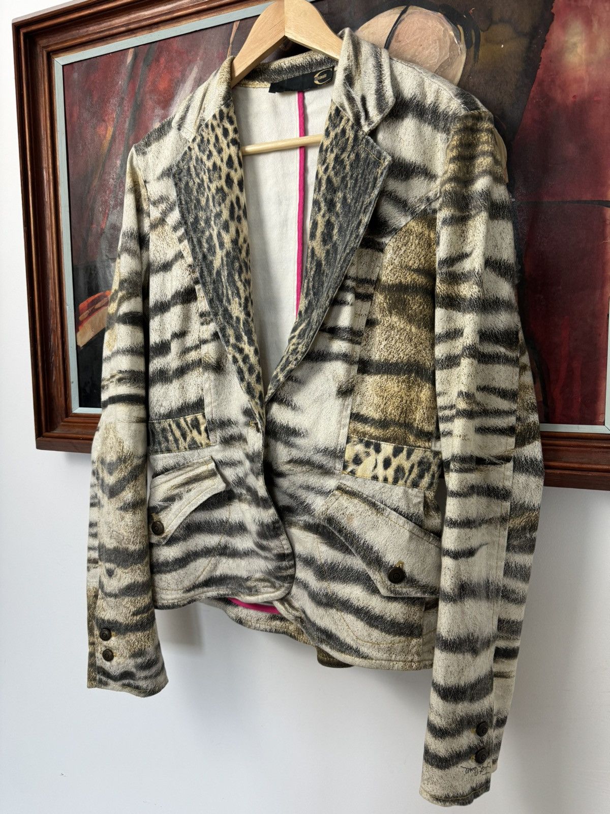 Just Cavalli Just Cavalli Vintage Y2K Blazer Jacket Animal Leopard Print Size L / US 10 / IT 46 - 2 Thumbnail