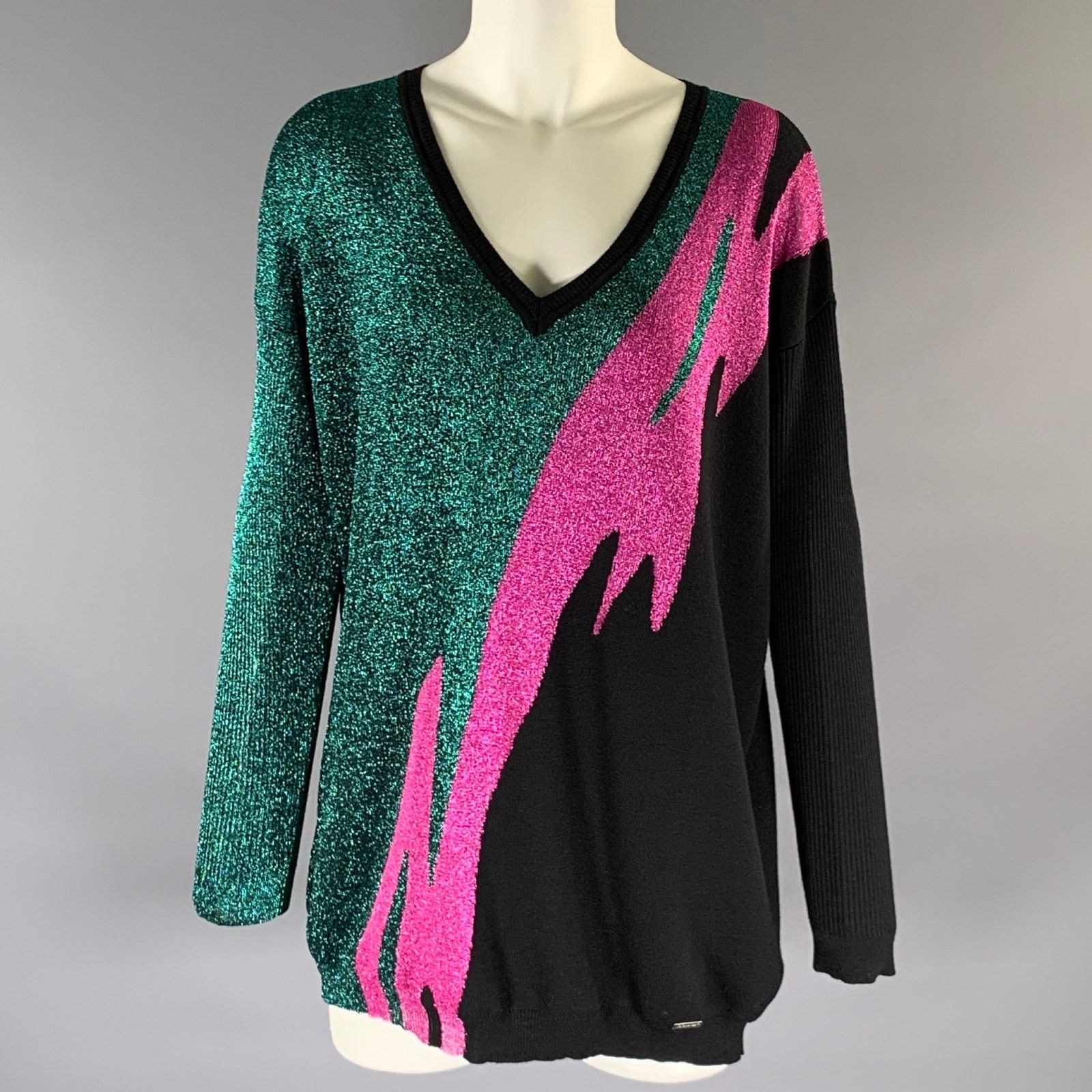 Dsquared2 DSQUARED2 Size XS Green Pink Wool Blend Pull On Pullover Size XS / US 0-2 / IT 36-38 - 1 Thumbnail