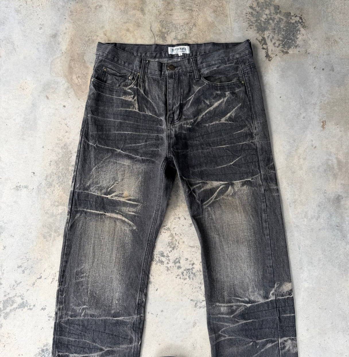 LOWBOX Archival LOWBOX Distressed Mud-Wash Denim Faded Black Grunge Size US 32 / EU 48 - 8 Thumbnail