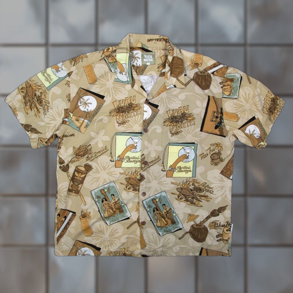 Vintage Toes on The Nose Shirt Men Large Brown Button-Up Hawaiian Tiki Pocket Short Sleeve USA Size US L / EU 52-54 / 3 - 1 Thumbnail