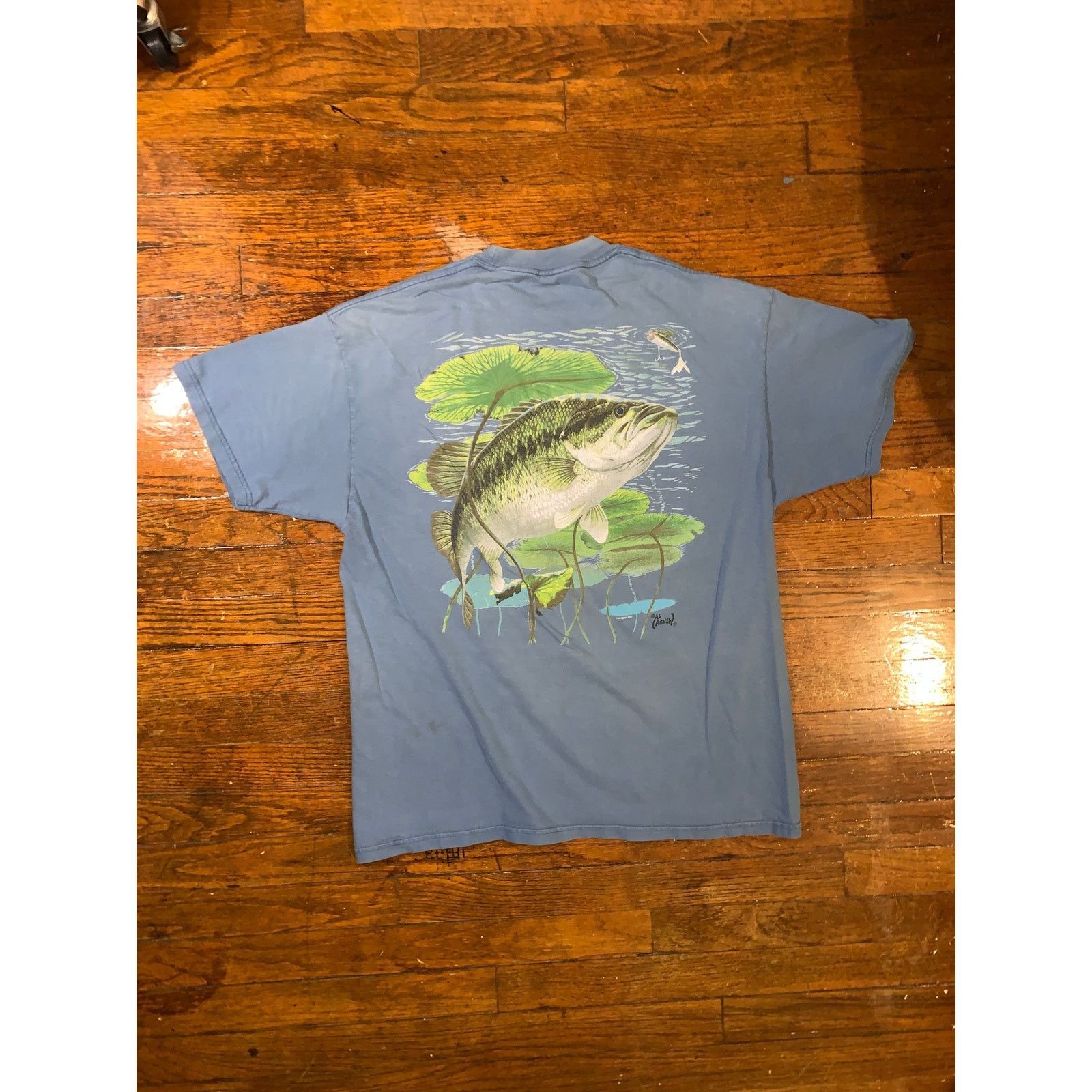 Other × Vintage Bass Fish T Shirt 2007 Vtg Fishing Pocket Tee Distressed L Size US L / EU 52-54 / 3 - 3 Thumbnail