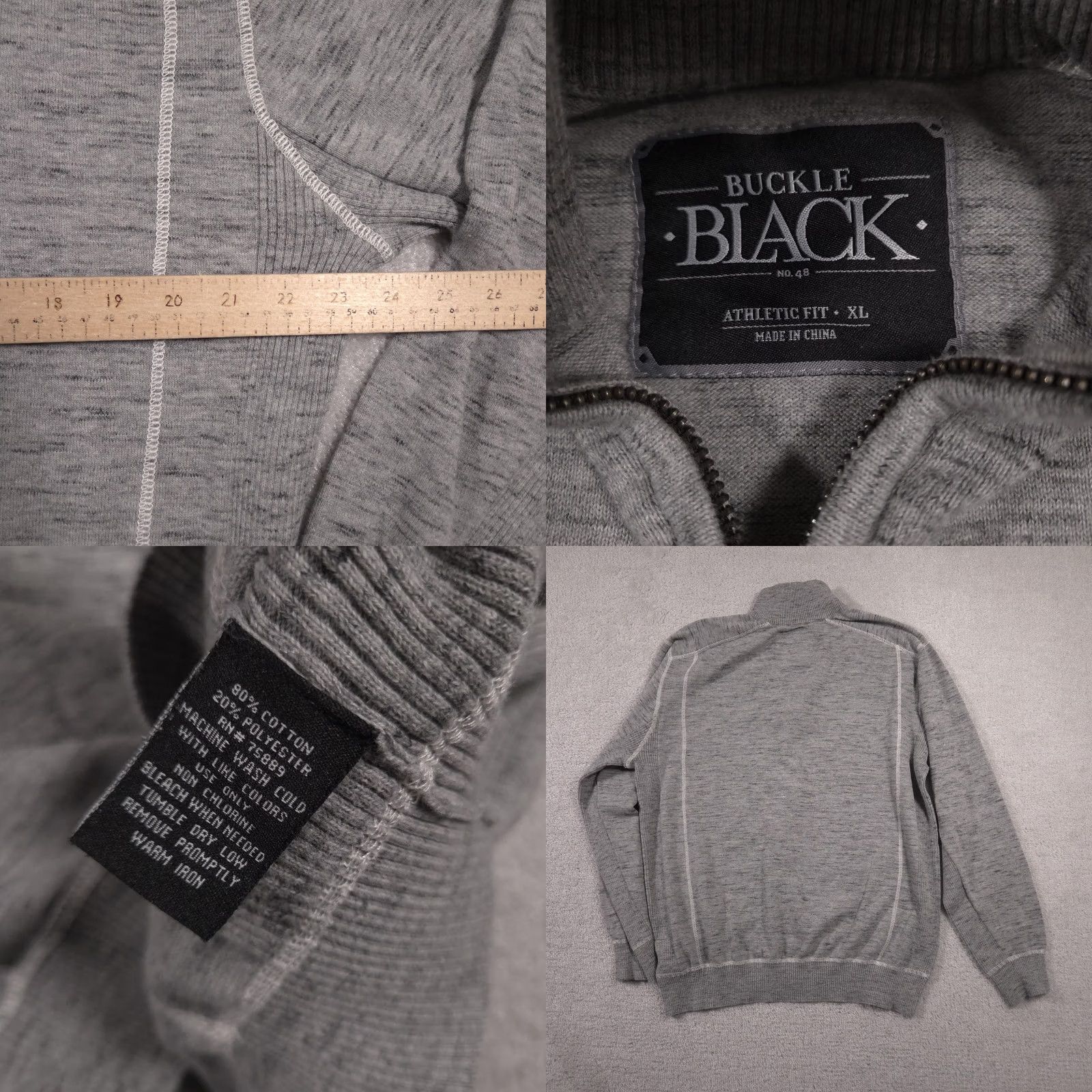 Buckle Black Buckle Black Sweater Mens XL Gray Quarter Zip Mock Neck Athletic Fit Pullover Size US XL / EU 56 / 4 - 8 Thumbnail