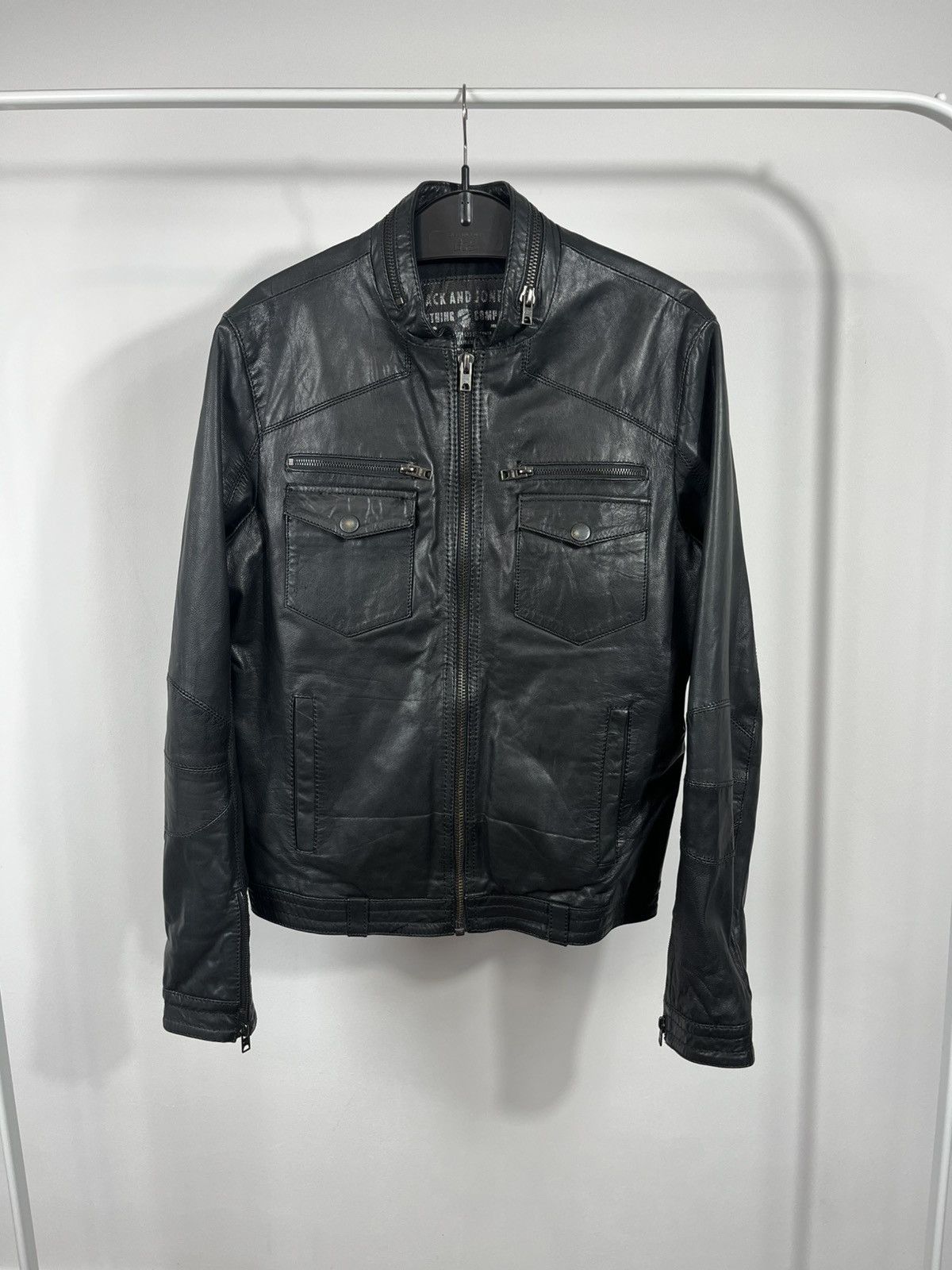 Jack & Jones Jack & Jones Black Goat Leather Biker Jacket Size S Size US S / EU 44-46 / 1 - 1 Thumbnail