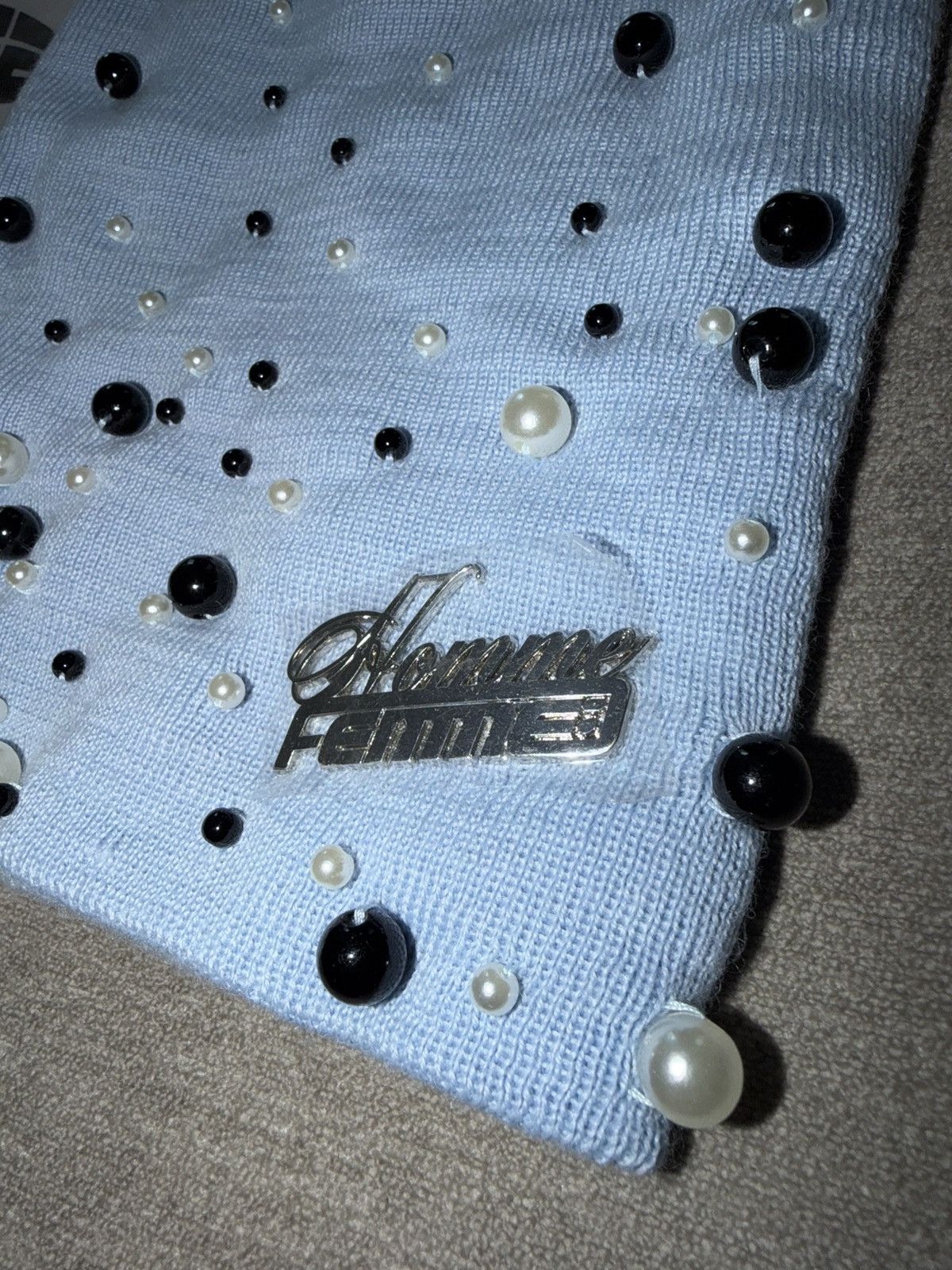 Homme + Femme La Homme Femme Baby Blue Pearl Beanie Size ONE SIZE - 2 Thumbnail