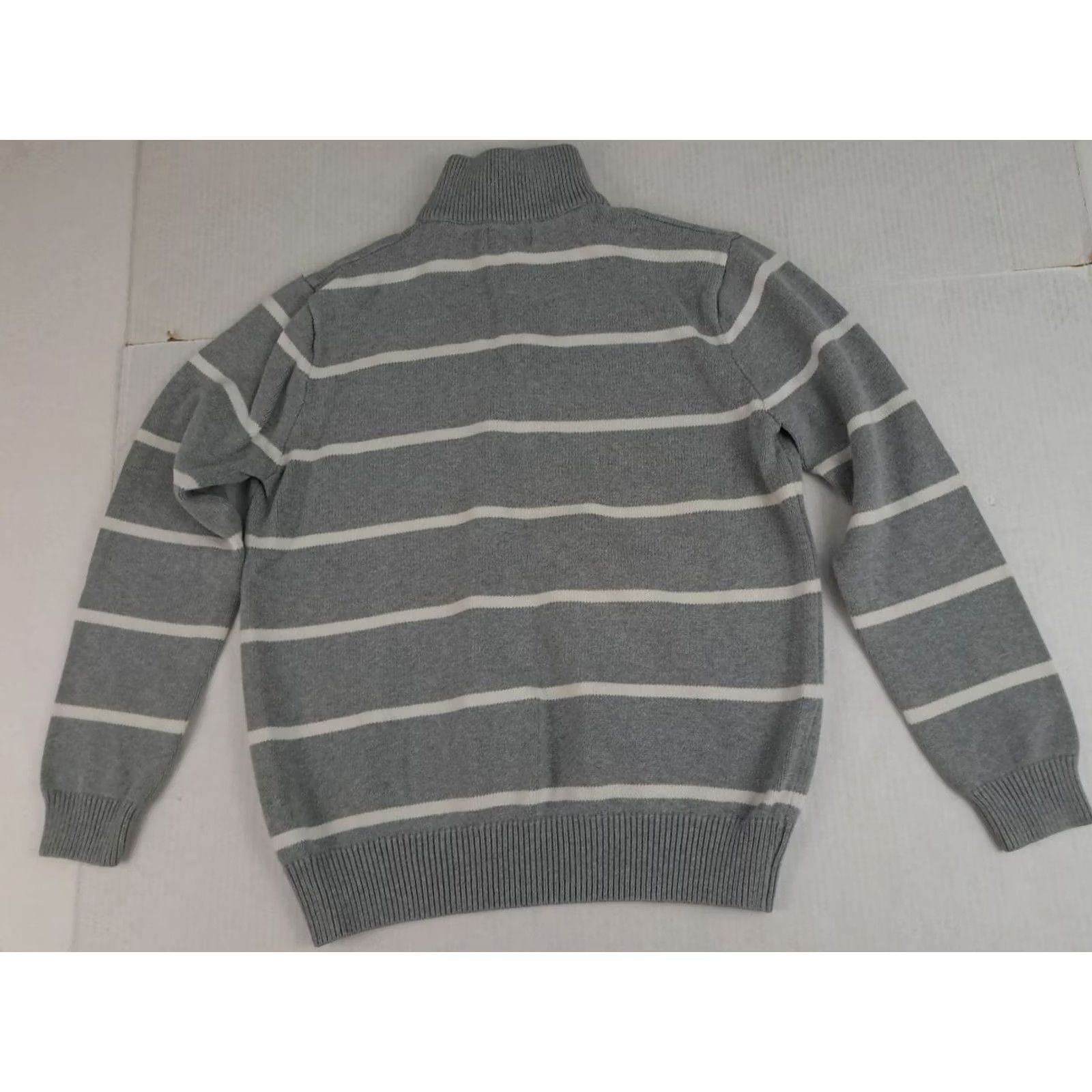 Ralph Lauren VINTAGE Ralph Lauren Jeans Company 1/4 Zip Polo Sweater Grey Striped Knit Long Sleeve Mens M Regular Pullover Size US M / EU 48-50 / 2 - 6 Thumbnail