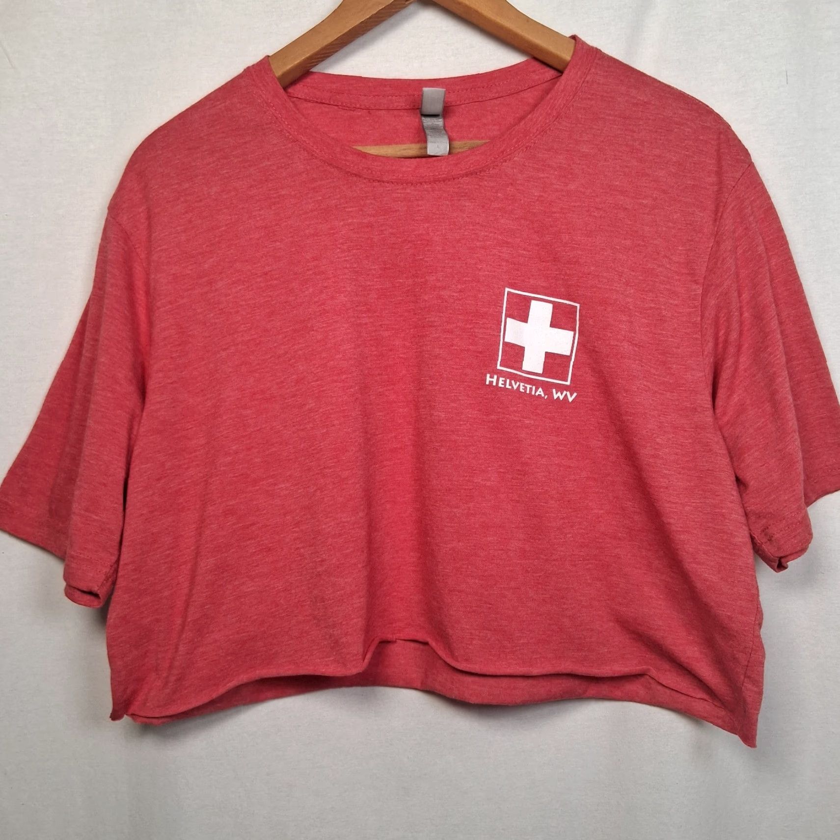 Next Level Next Level Woman T-Shirt Cropped Red Helvetia WV West Virginia Swiss Heritage Graphic Crew Neck Short Sleeve L Shirt Size L / US 10 / IT 46 - 2 Thumbnail