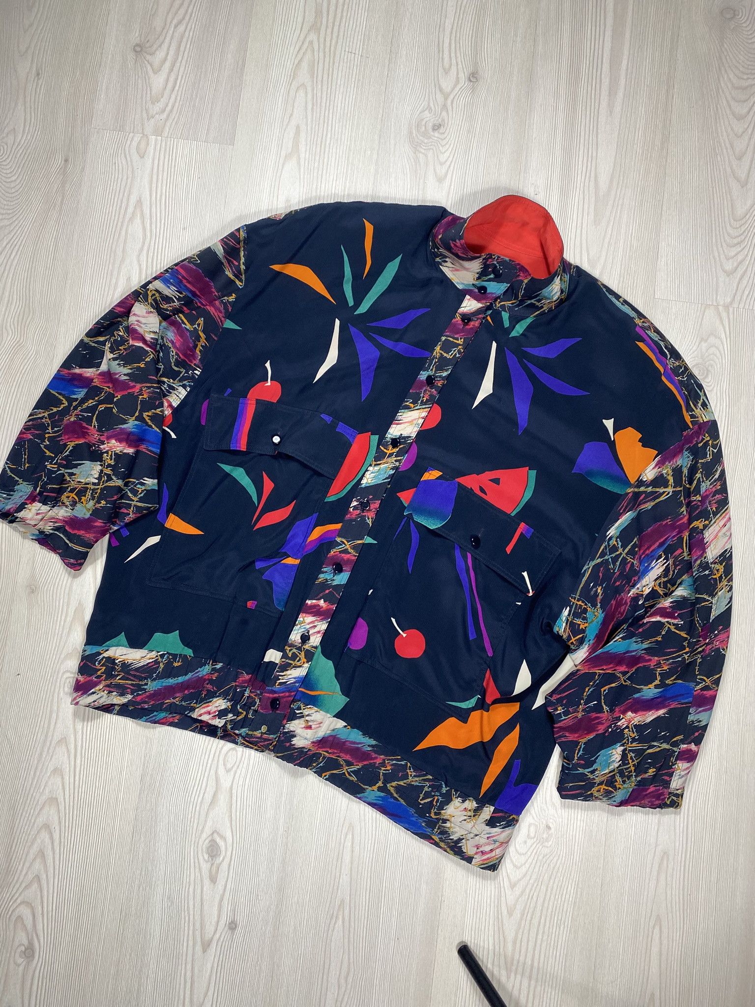 Escada Escada 80s Windbreaker Graphic Floral Silk Jacket VTG Size M / US 6-8 / IT 42-44 - 2 Thumbnail