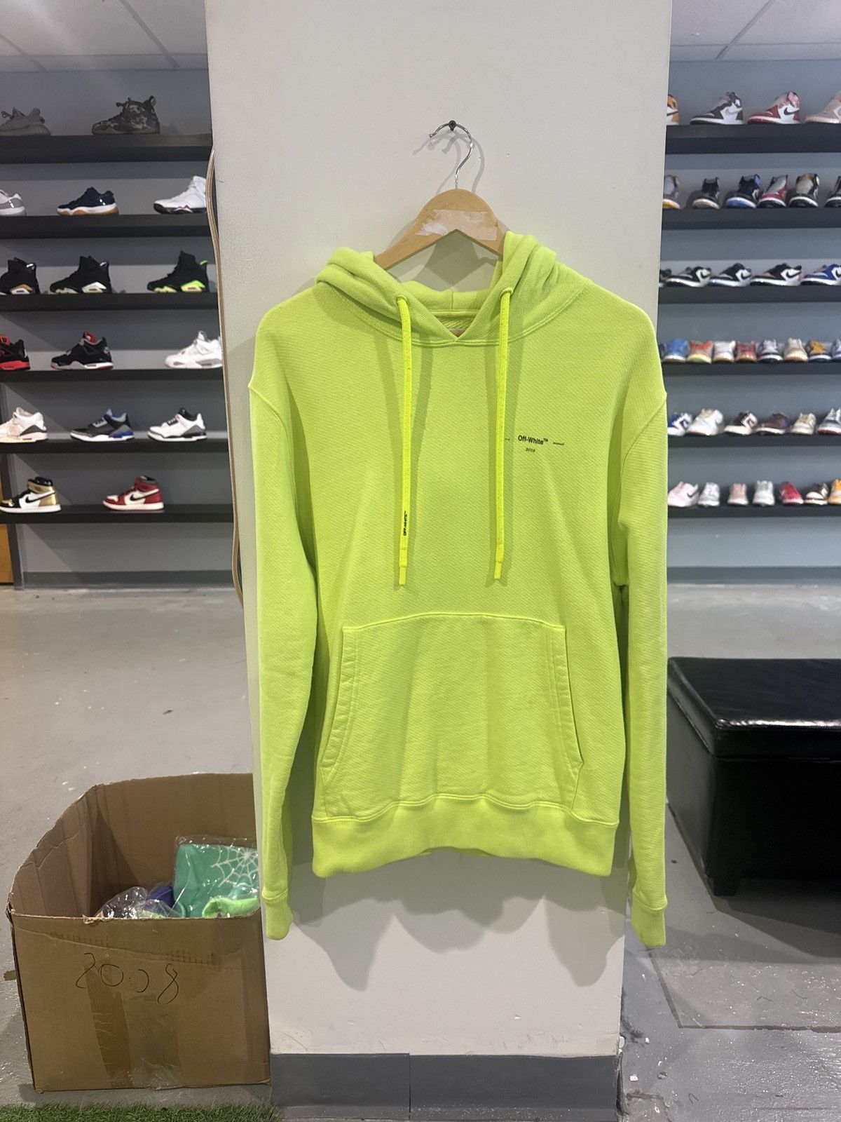 Off White Basic Logo Hoodie Green