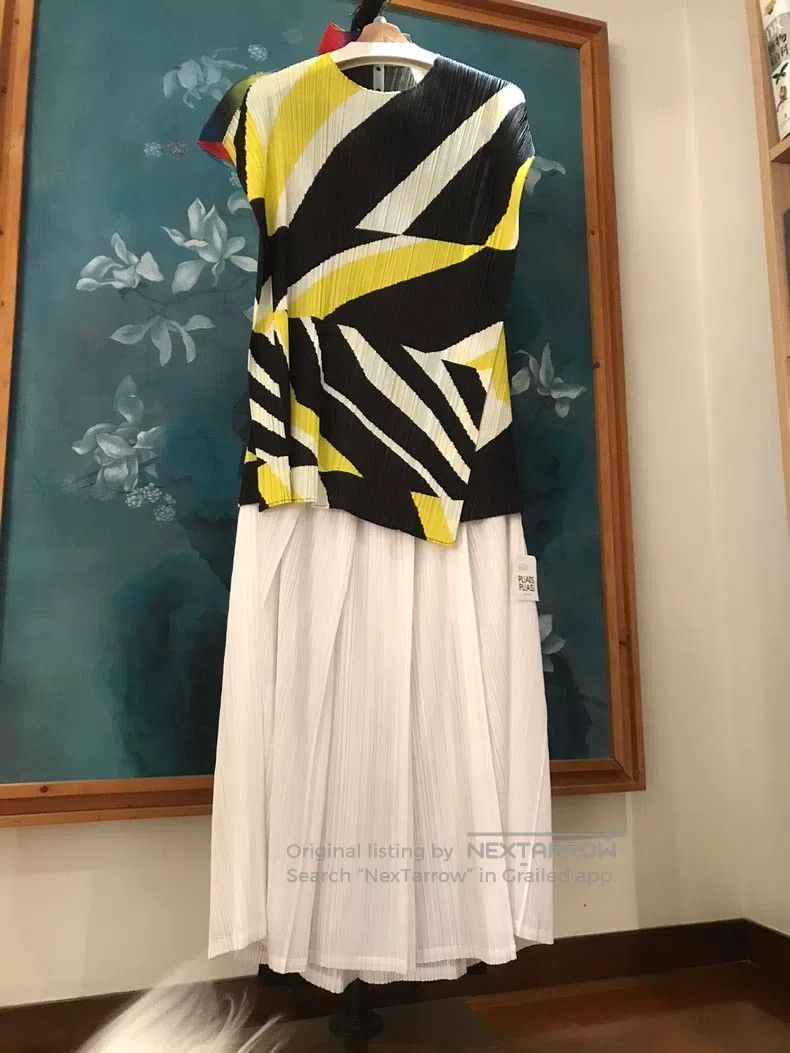 Issey Miyake Issey Miyake Yellow Geometric Long Top Size L / US 10 / IT 46 - 5 Thumbnail