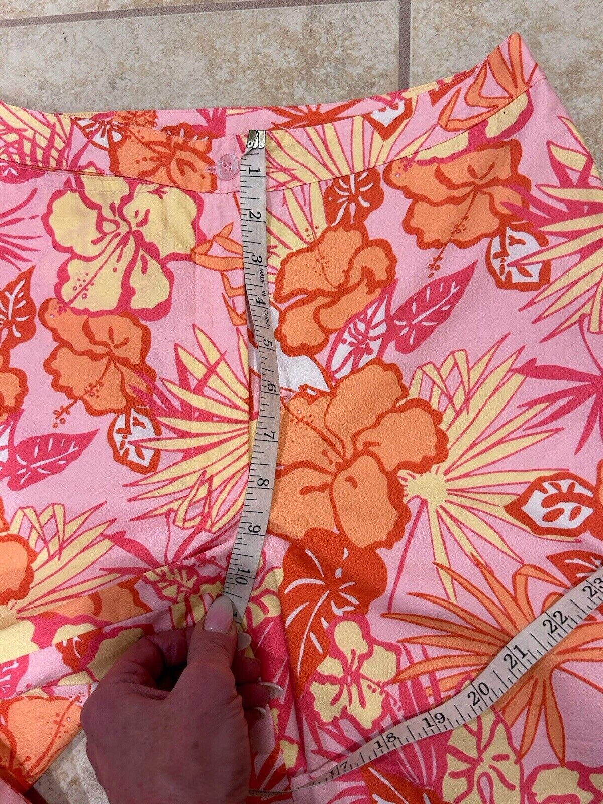 Designer LILLY PULITZER Floral Capri Crop Pants Size 2 Orange/Pink Size 26" / US 2 / IT 38 - 10 Thumbnail