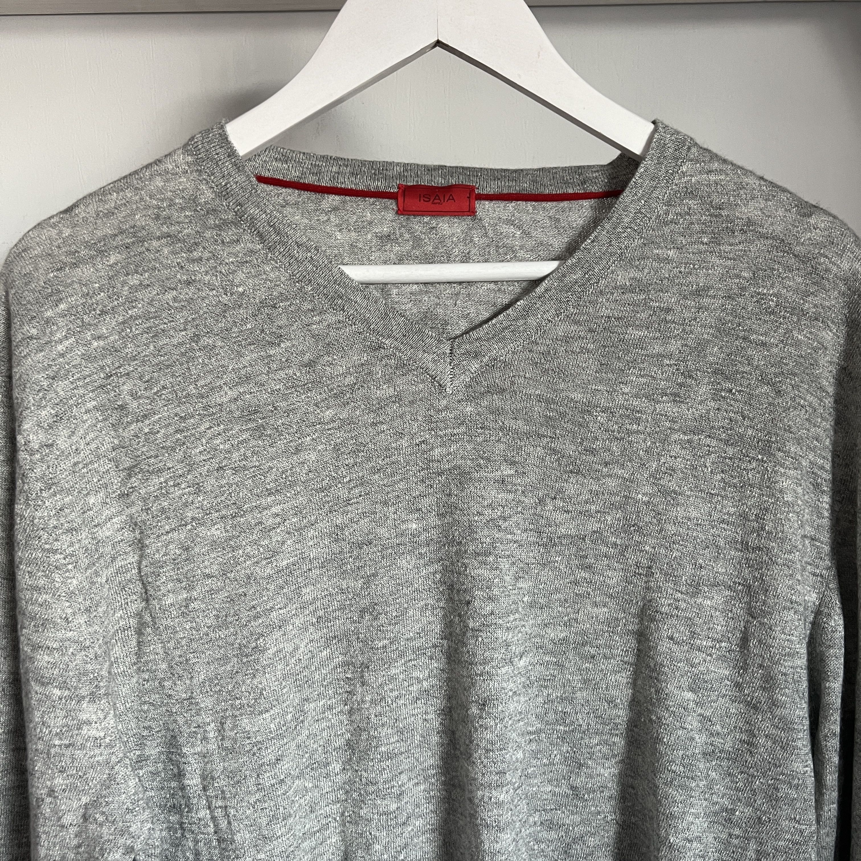 Isaia Men's ISAIA CASHMERE LINEN V-Neck Sweater Size XL Size US XL / EU 56 / 4 - 4 Thumbnail