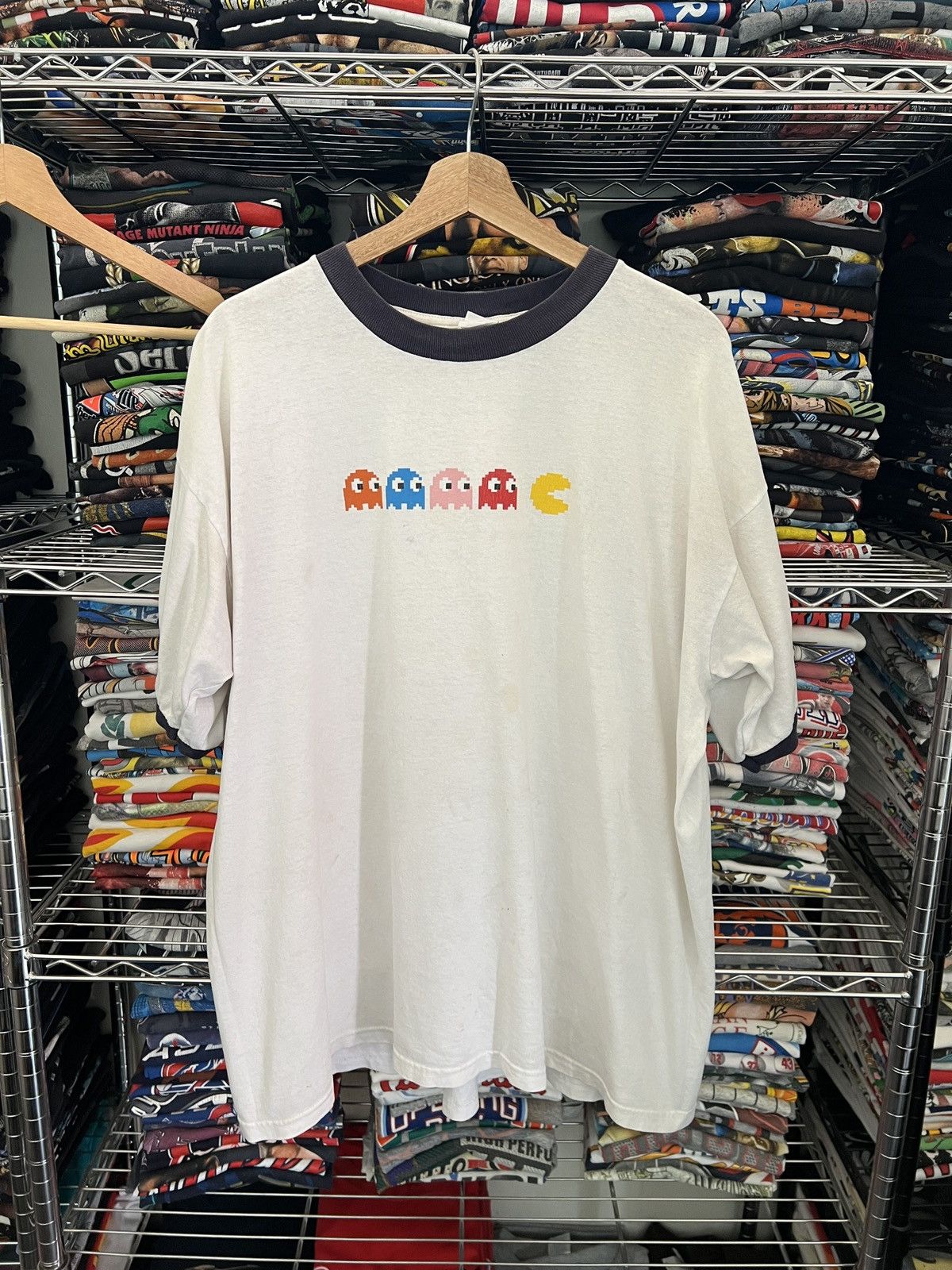Nintendo 2005 Pacman 25th Anniversary Namco Videogame Ringer Tee Size US XL / EU 56 / 4 - 4 Thumbnail