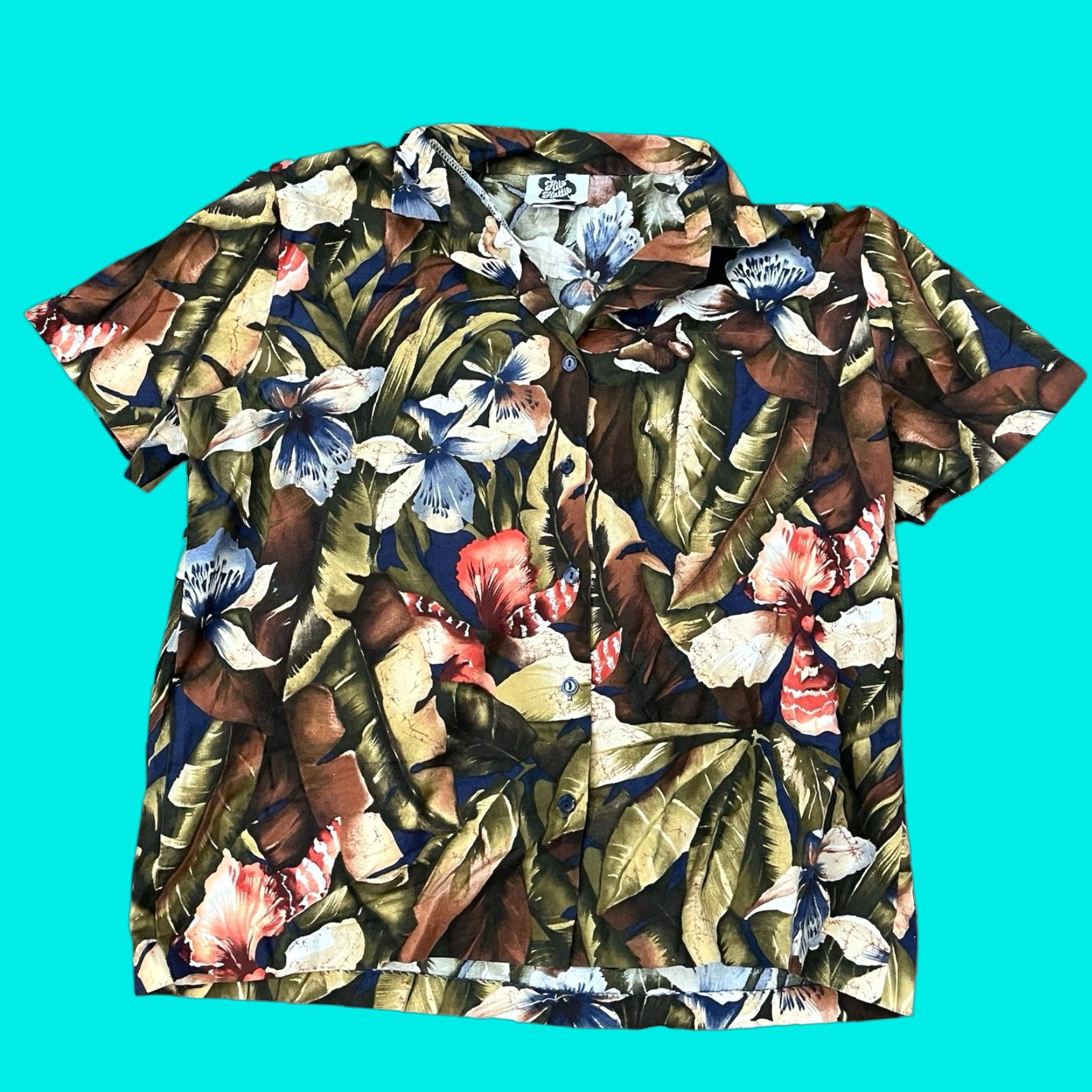 Hilo Hattie VINTAGE Hilo Hattie Hawaiian Shirt L Brown Floral Short Sleeve Camp Collar 80s Mens Size US L / EU 52-54 / 3 - 1 Thumbnail