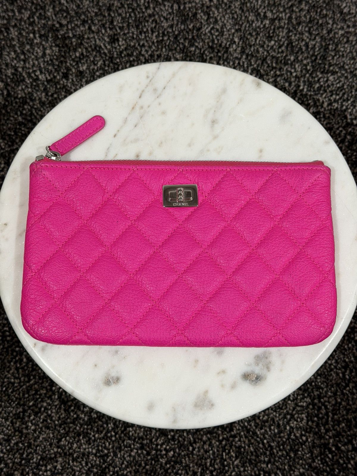 Chanel Chanel Pink Goatskin Quilted Cavier O-Case Pouch Wallet Bag Size ONE SIZE - 1 Thumbnail