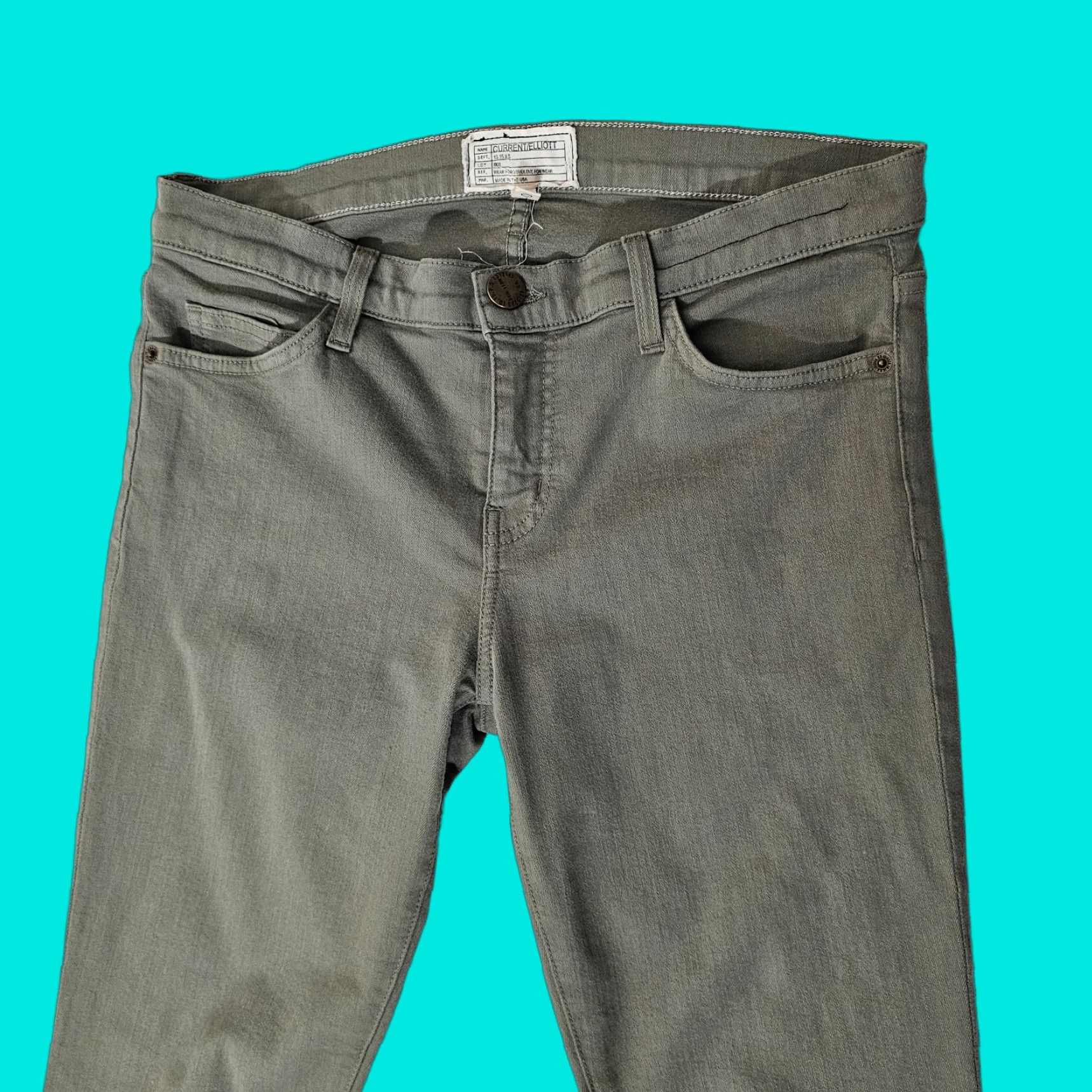 Vintage Current/Elliott Jeans Womens 30 Green Denim Ankle Skinny Mid Rise Zip Stars Size 30" / US 8 / IT 44 - 1 Thumbnail