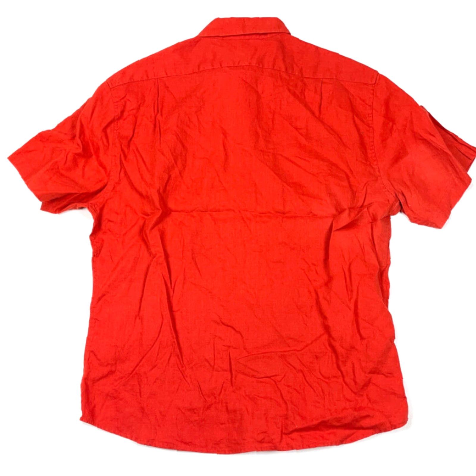 Vintage Sopranos Dad Style Shirt Orange Red Textured Stripe Adult XL Linen Button-Up Size US XL / EU 56 / 4 - 2 Thumbnail