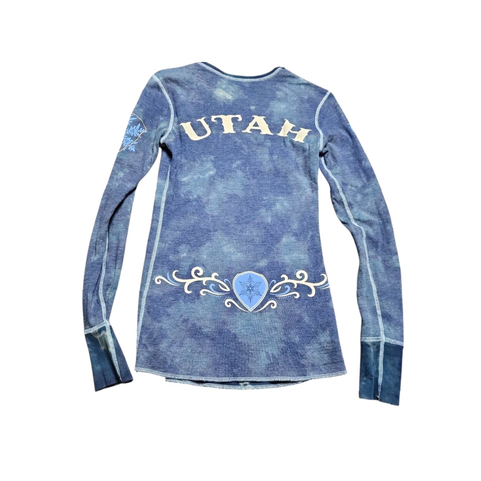 Vintage Womens Alp-n-Rock T-Shirt XS Blue Reversible Long Sleeve Park City Utah Ski Shirt 90s USA Embroidered Cotton Polyester Slim Regular Woman Boys? Size XS / US 0-2 / IT 36-38 - 4 Thumbnail
