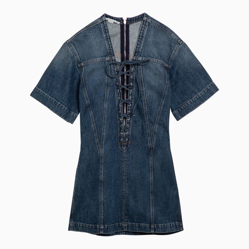 image of Stella Mccartney Blue Denim Mini Dress With Crossover Detail, Women's (Size Small)