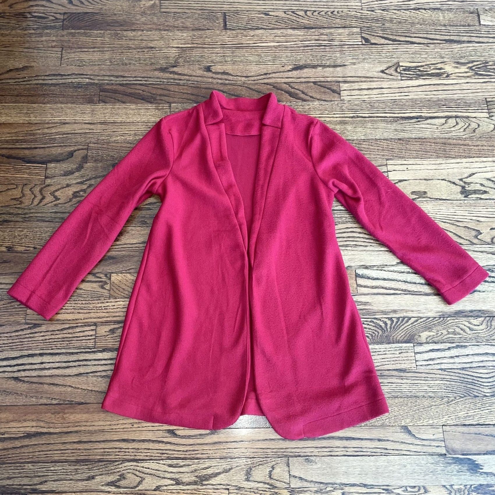 Vintage Women Red Blazer Jacket Long Sleeve Open Front Size M Casual Cotton Poly NWOT Size M / US 6-8 / IT 42-44 - 3 Thumbnail