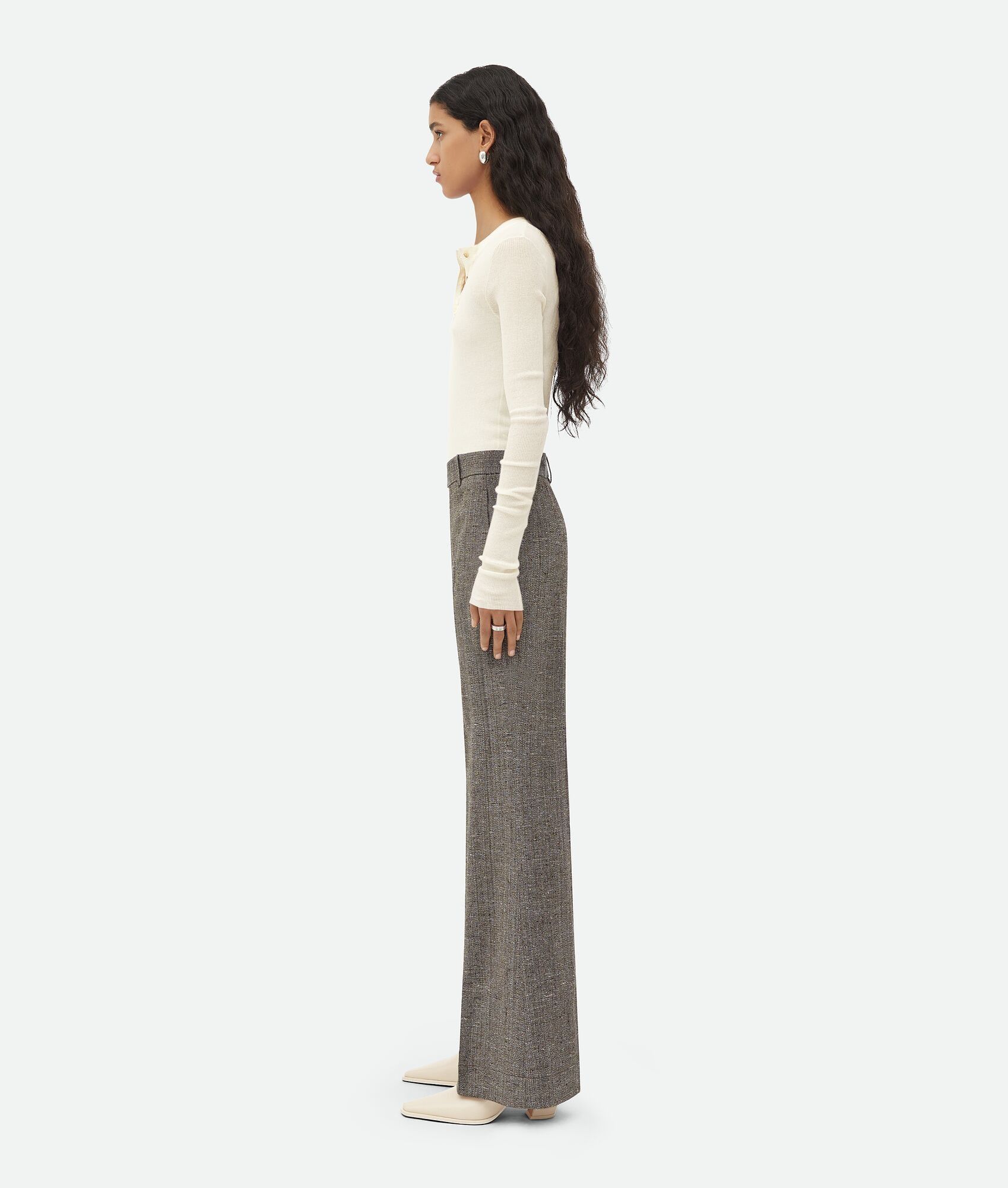 Bottega Veneta o1n1vont0325 Viscose And Silk Flared Pant in Multicolor Size 26" / US 2 / IT 38 - 2 Thumbnail