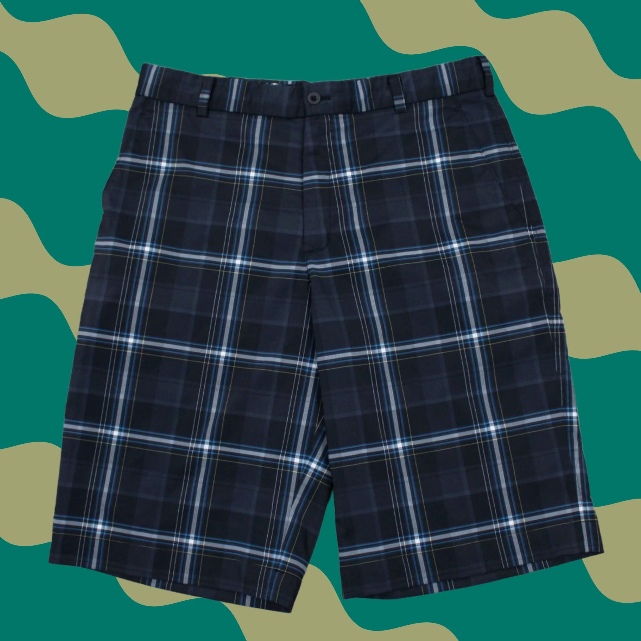 Nike Nike Golf Shorts Mens 32 Blue Plaid Dri-Fit Polyester Stretch Flat Front Casual Chino Pockets Slant 12in Inseam Men Mens 32 Size US 32 / EU 48 - 1 Thumbnail