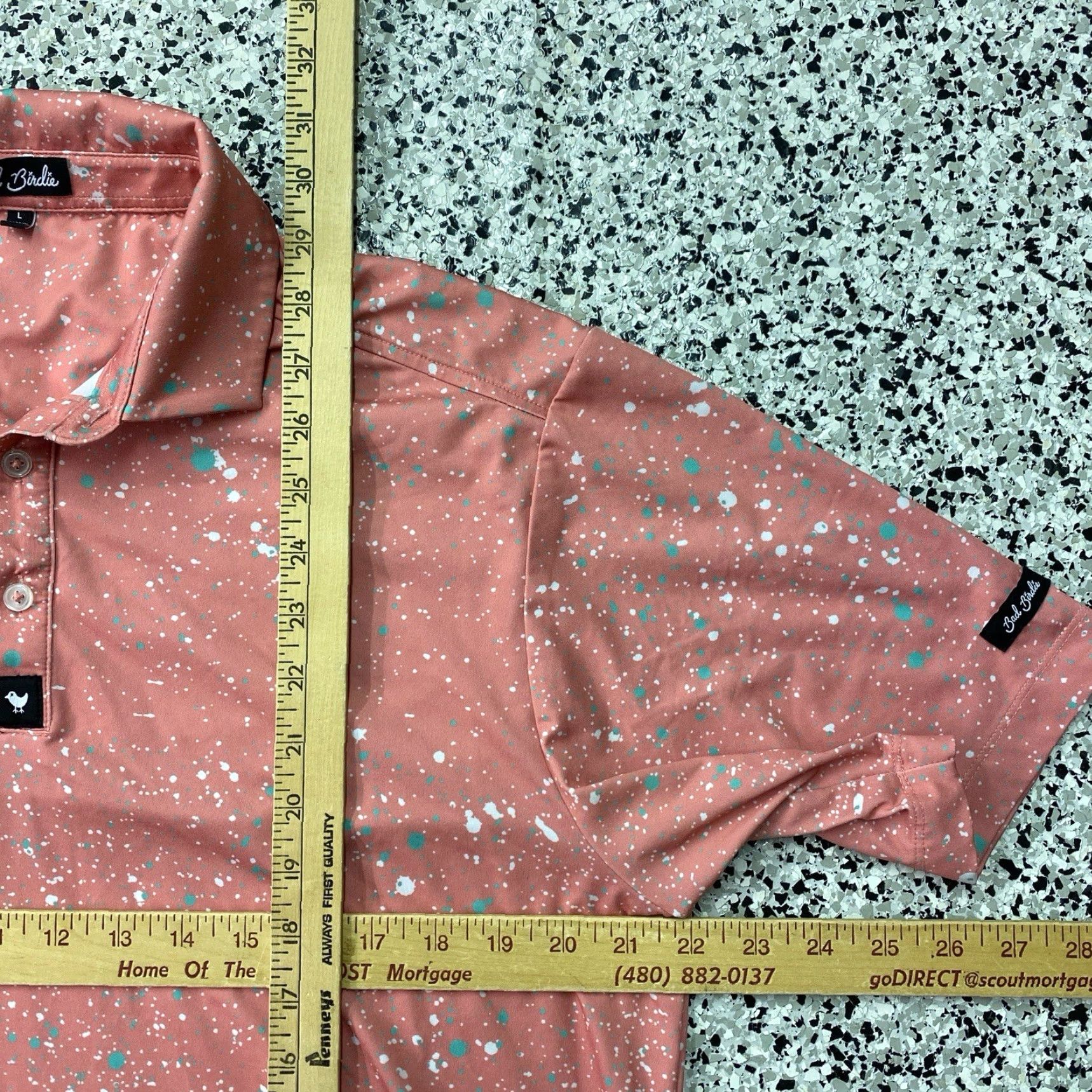 Vintage Bad Birdie Polo Shirt Mens L Pink Splatter Golf Performance Stretch Shirt Size US L / EU 52-54 / 3 - 3 Thumbnail