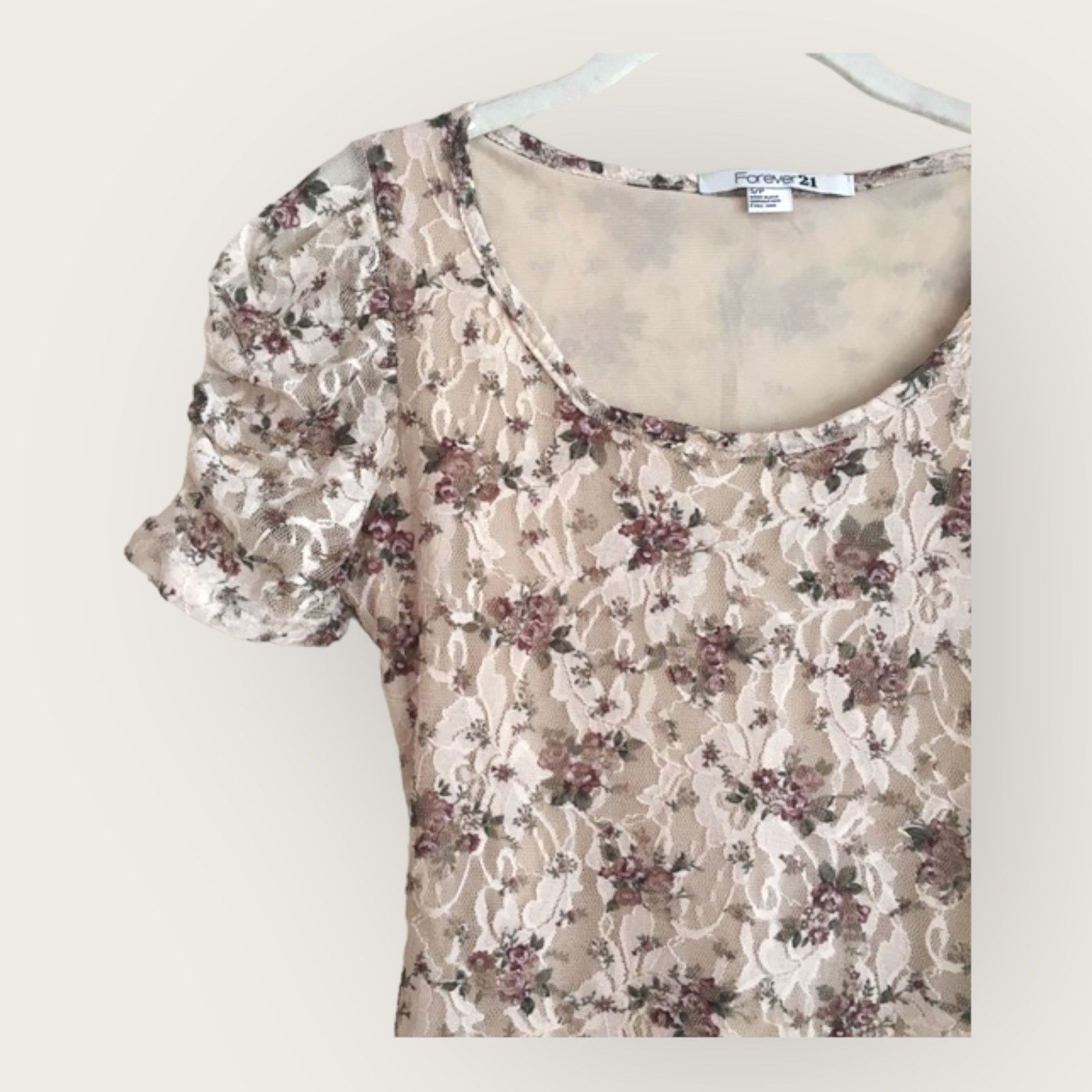 Forever 21 Forever 21 | Taupe Floral Lace Bodycon Dress | Medium Size M / US 6-8 / IT 42-44 - 9 Thumbnail