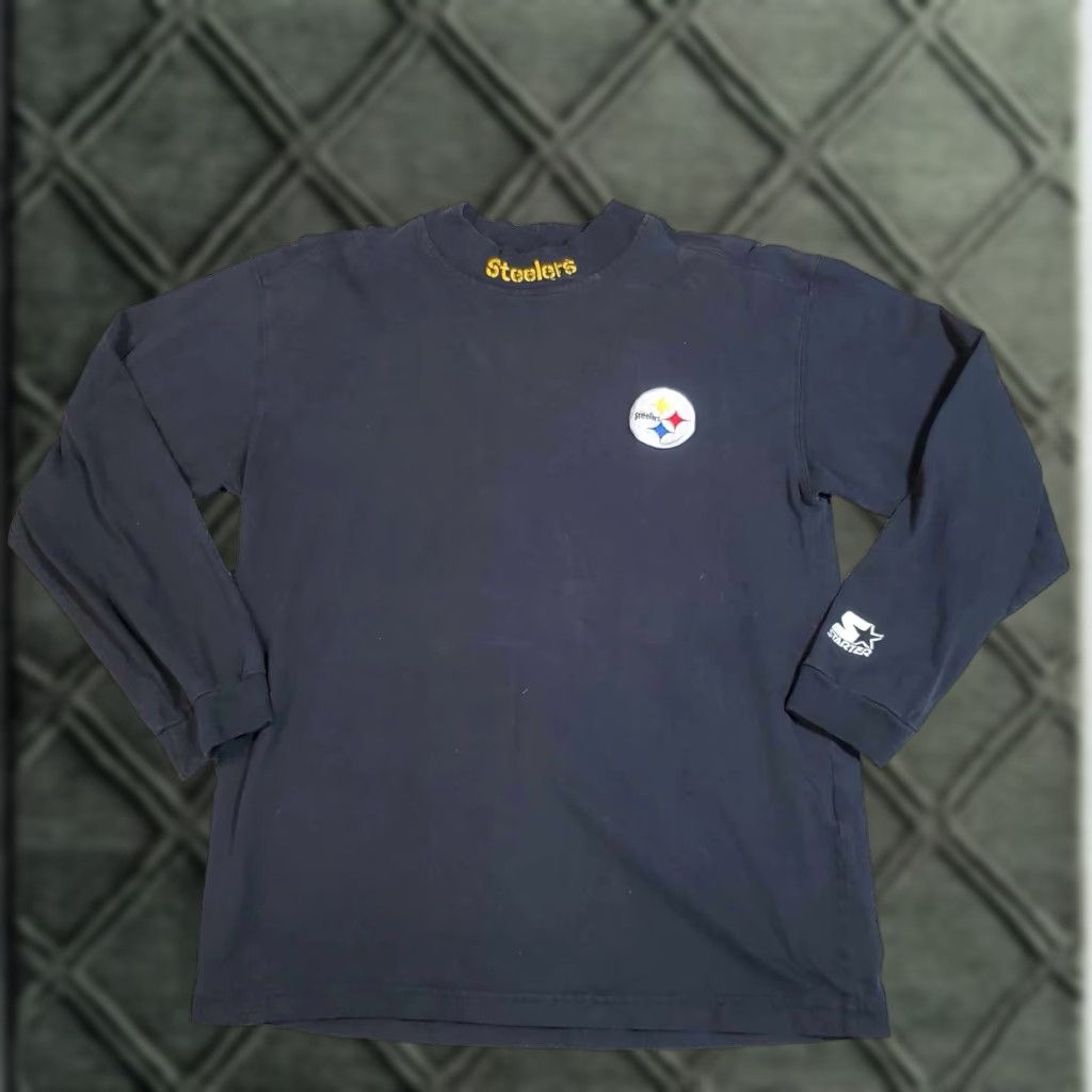 Nike VINTAGE Nike Shirt Mock Turtleneck Men’s 90s Pittsburgh Steelers USA MADE Embroidered Swoosh Black M Shirt Mens Size US M / EU 48-50 / 2 - 1 Thumbnail