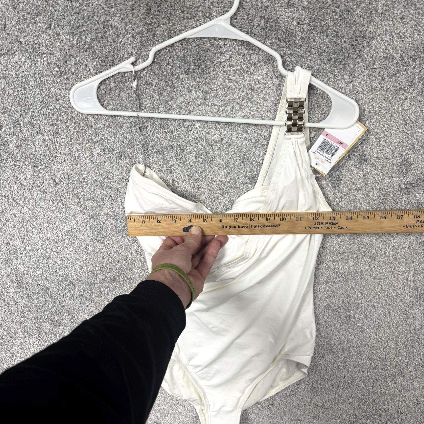 Michael Kors VINTAGE Michael Kors One Piece Swimsuit Size 10 One Shoulder Designer White Womens Size ONE SIZE - 3 Thumbnail