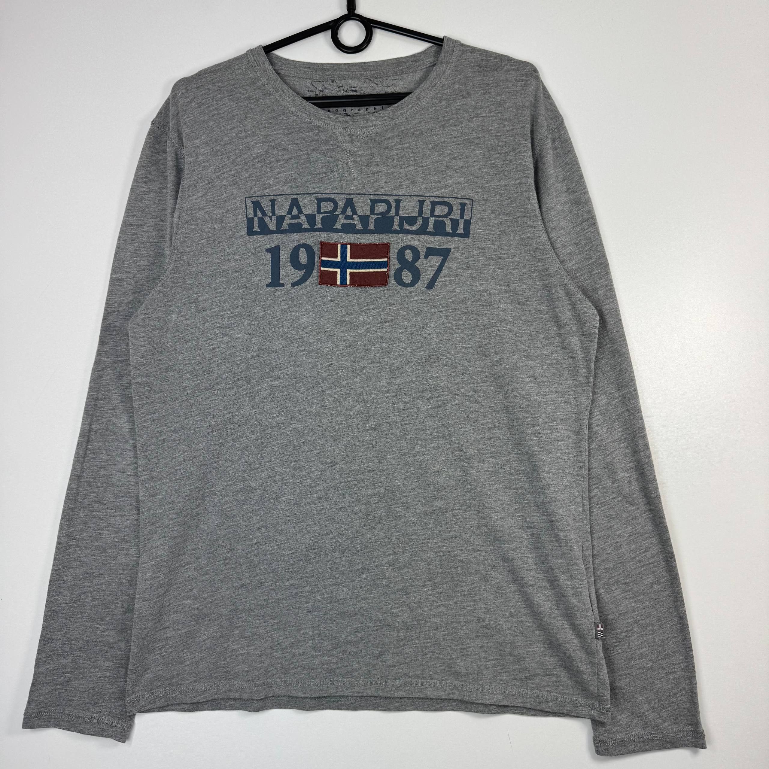 Napapijri Napapijri 1987 Logo Long Sleeve T-Shirt Grey Mens Size M Size US M / EU 48-50 / 2 - 1 Thumbnail