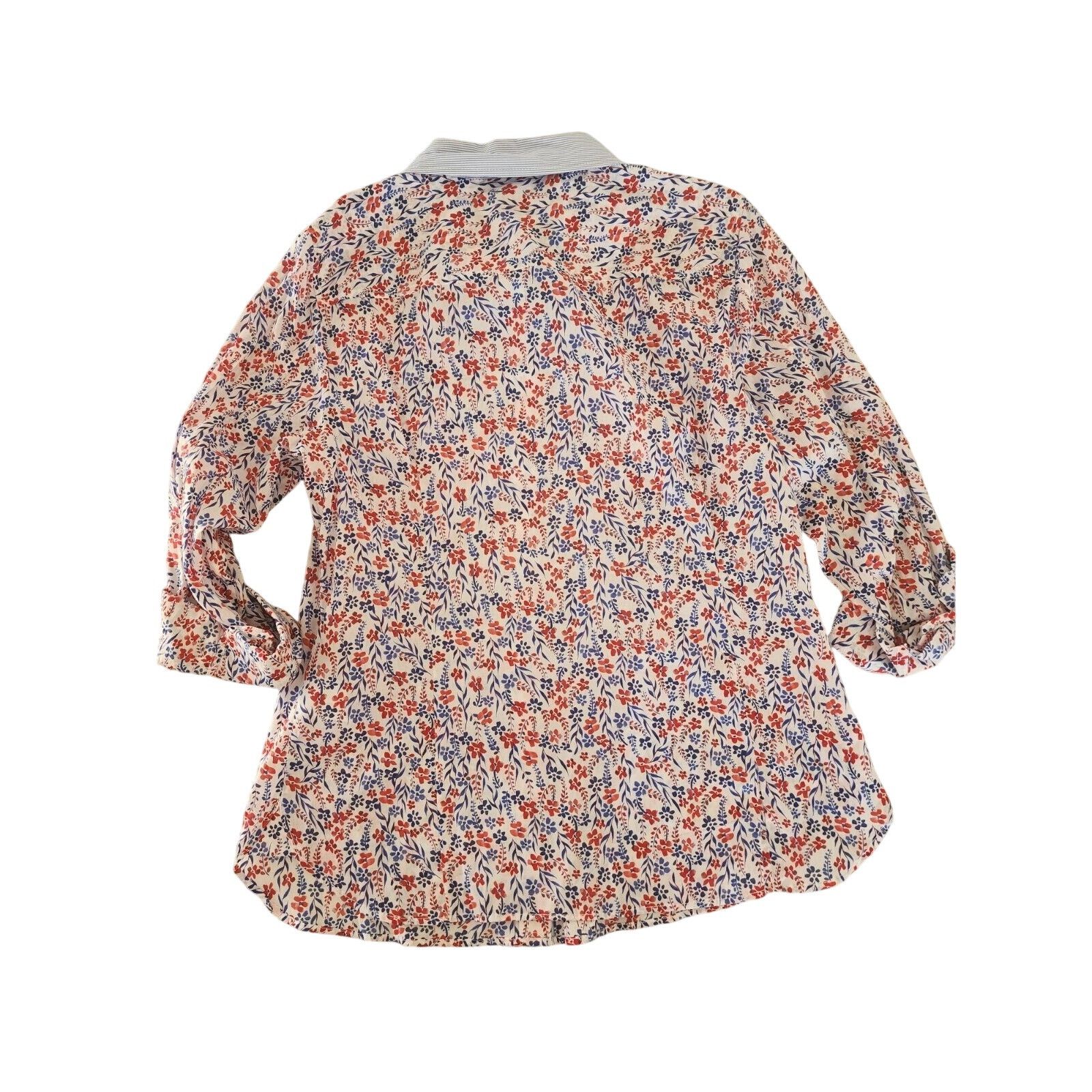 Tommy Hilfiger Tommy Hilfiger Women's Cotton Floral Roll-Tab Shirt Large Size L / US 10 / IT 46 - 2 Thumbnail
